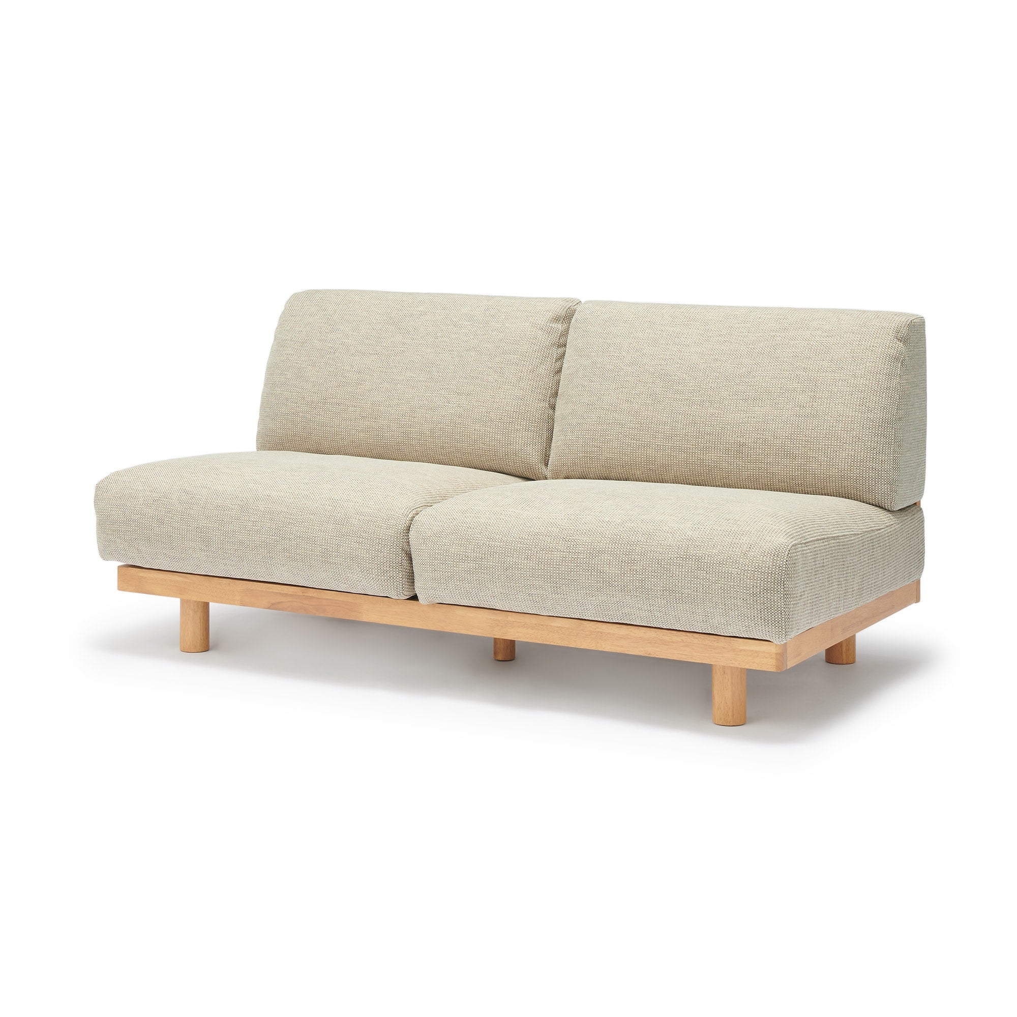 [HD] Spacious Armless Sofa Beige 3 Seater Main image