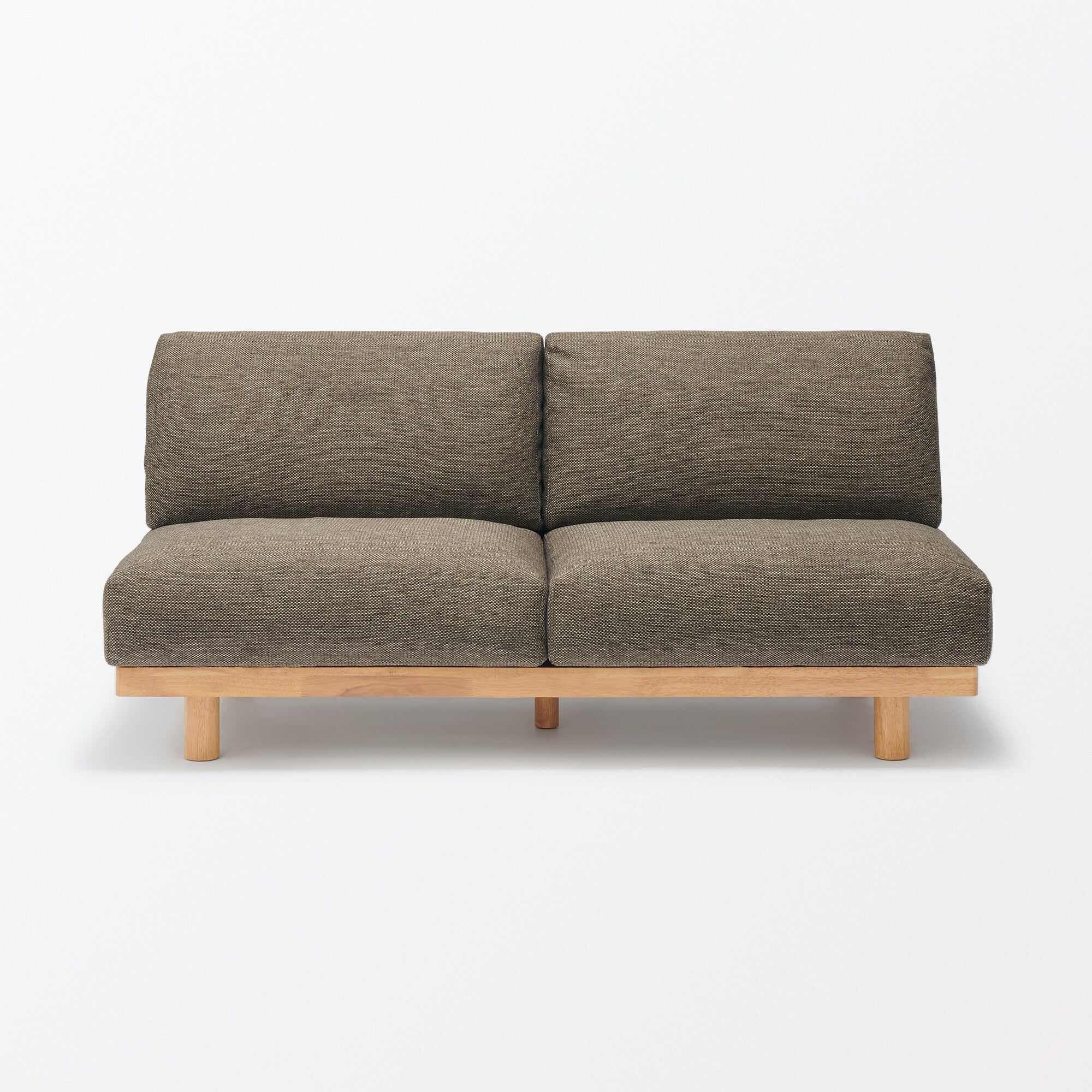 [HD] Spacious Armless Sofa Brown 3 Seater