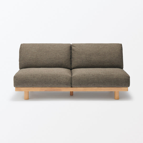 [HD] Spacious Armless Sofa Brown 3 Seater