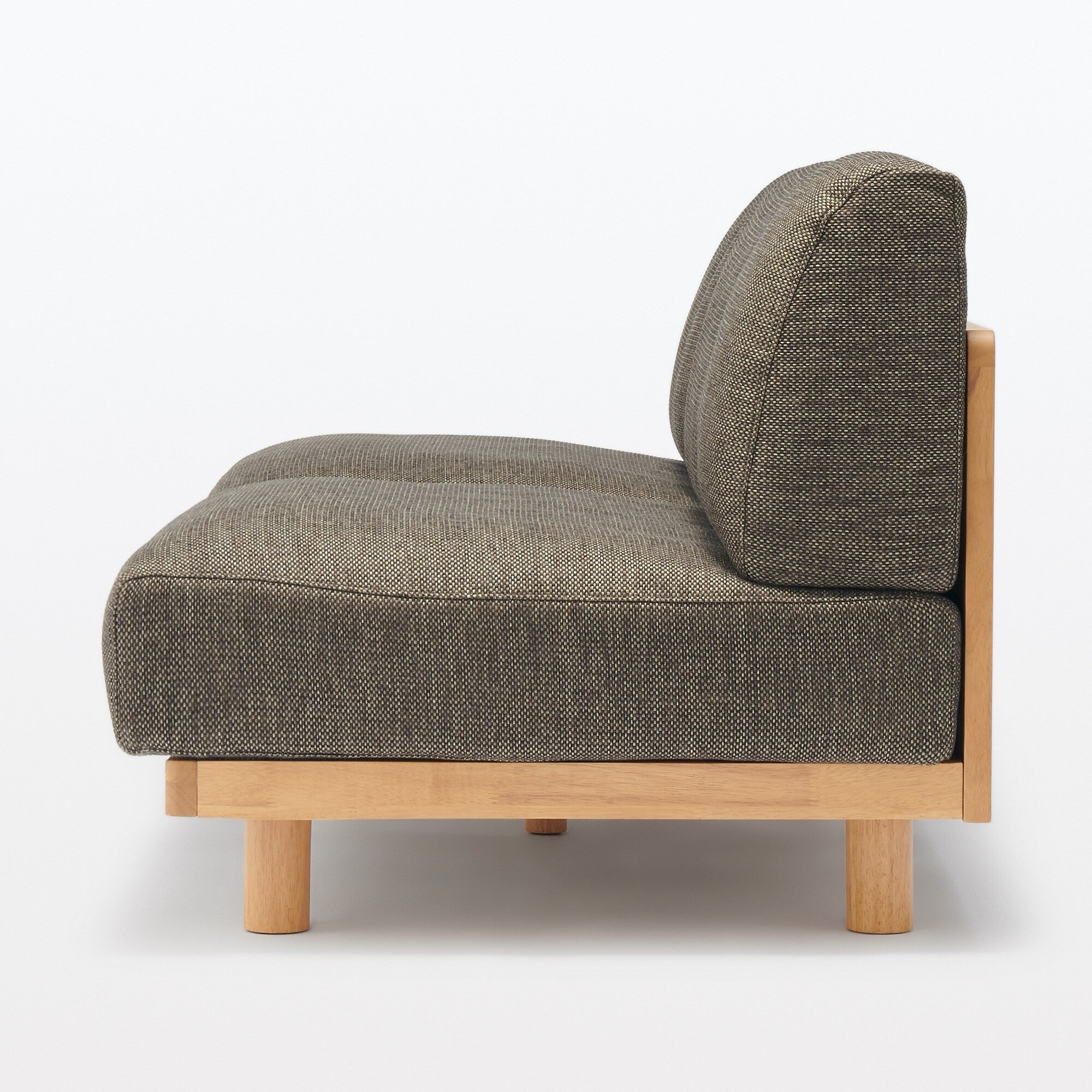 [HD] Spacious Armless Sofa Brown 3 Seater
