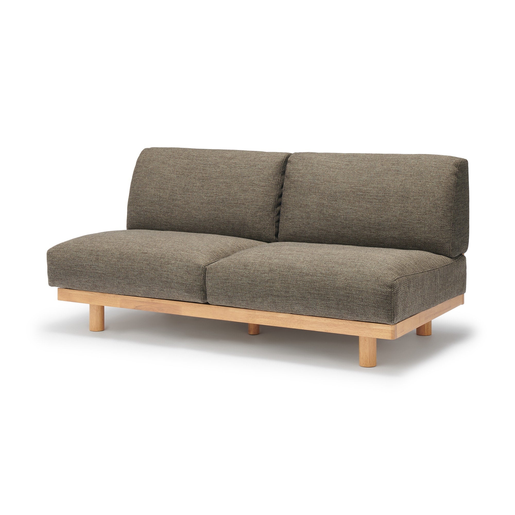 [HD] Spacious Armless Sofa Brown 3 Seater Main image