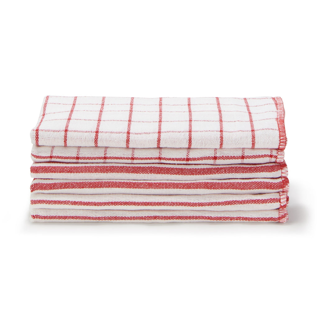 Indian Cotton Kitchen Cloths - Red 6 Pack