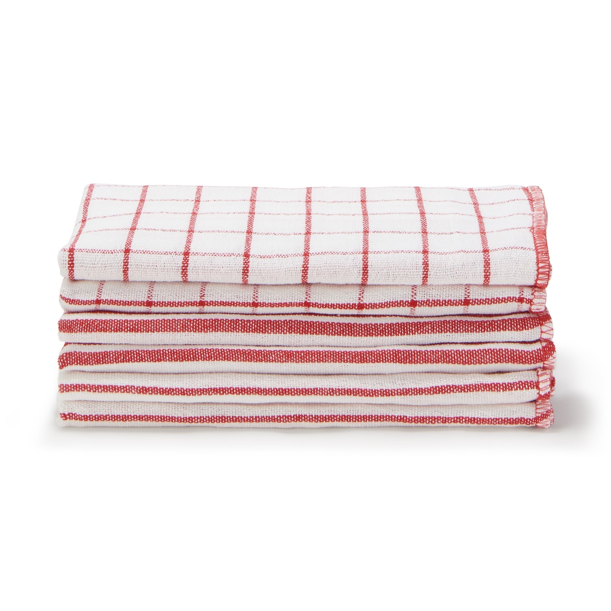 Indian Cotton Kitchen Cloths - Red 6 Pack