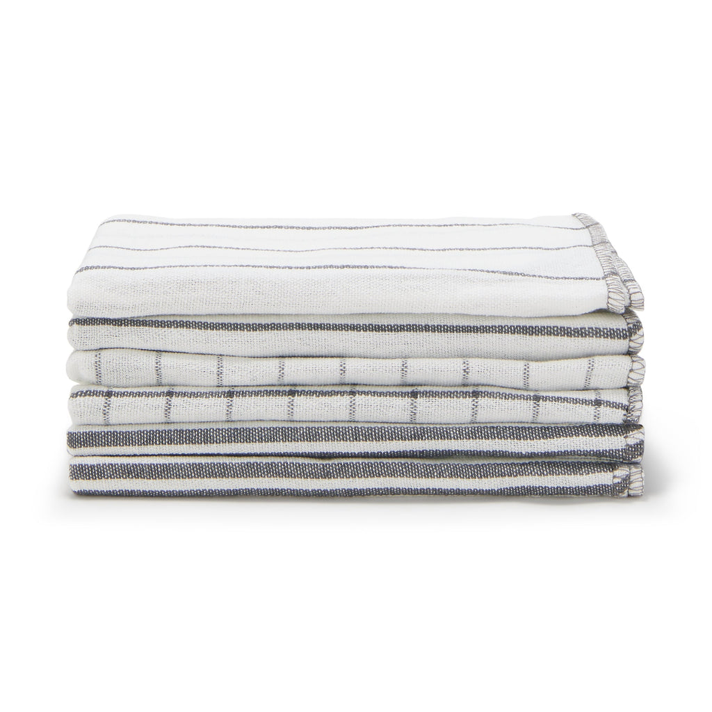 Indian Cotton Kitchen Cloths - Charcoal Gray 6 Pack
