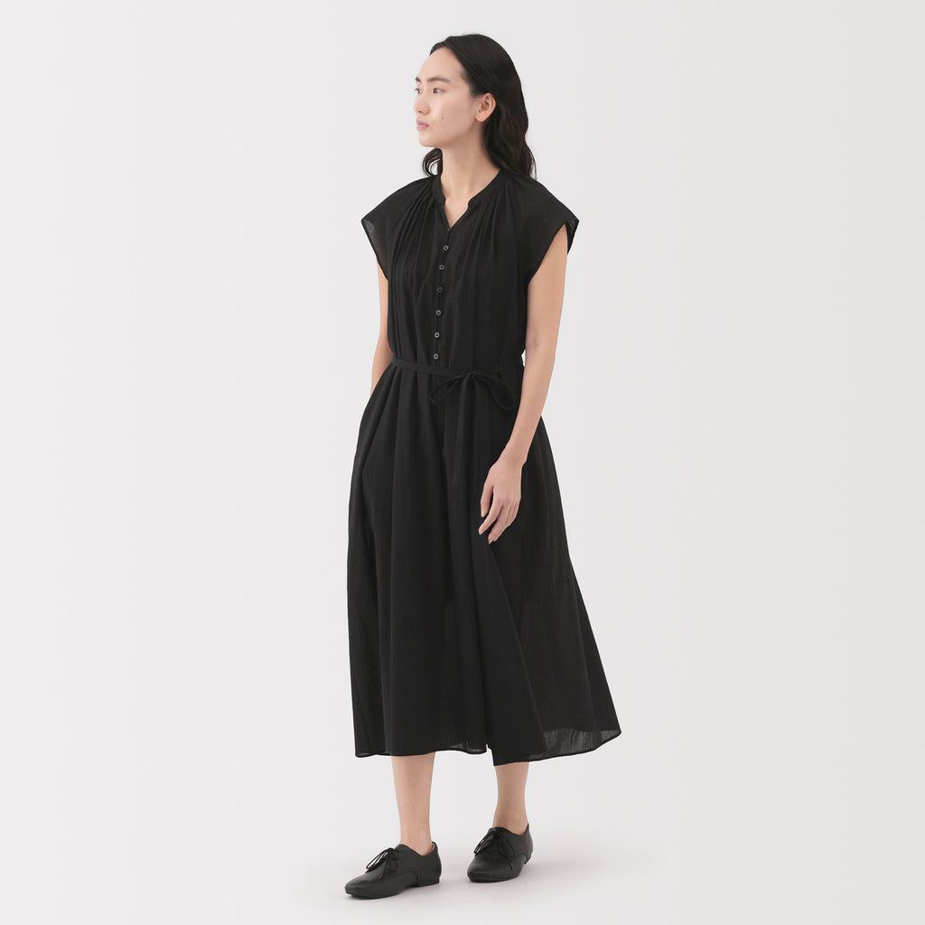 Women's High Twisted Veil French Sleeve Patterned Dress
