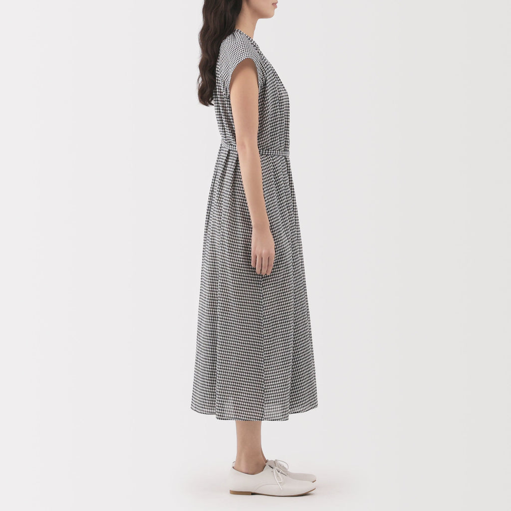 Women's High Twisted Veil French Sleeve Patterned Dress