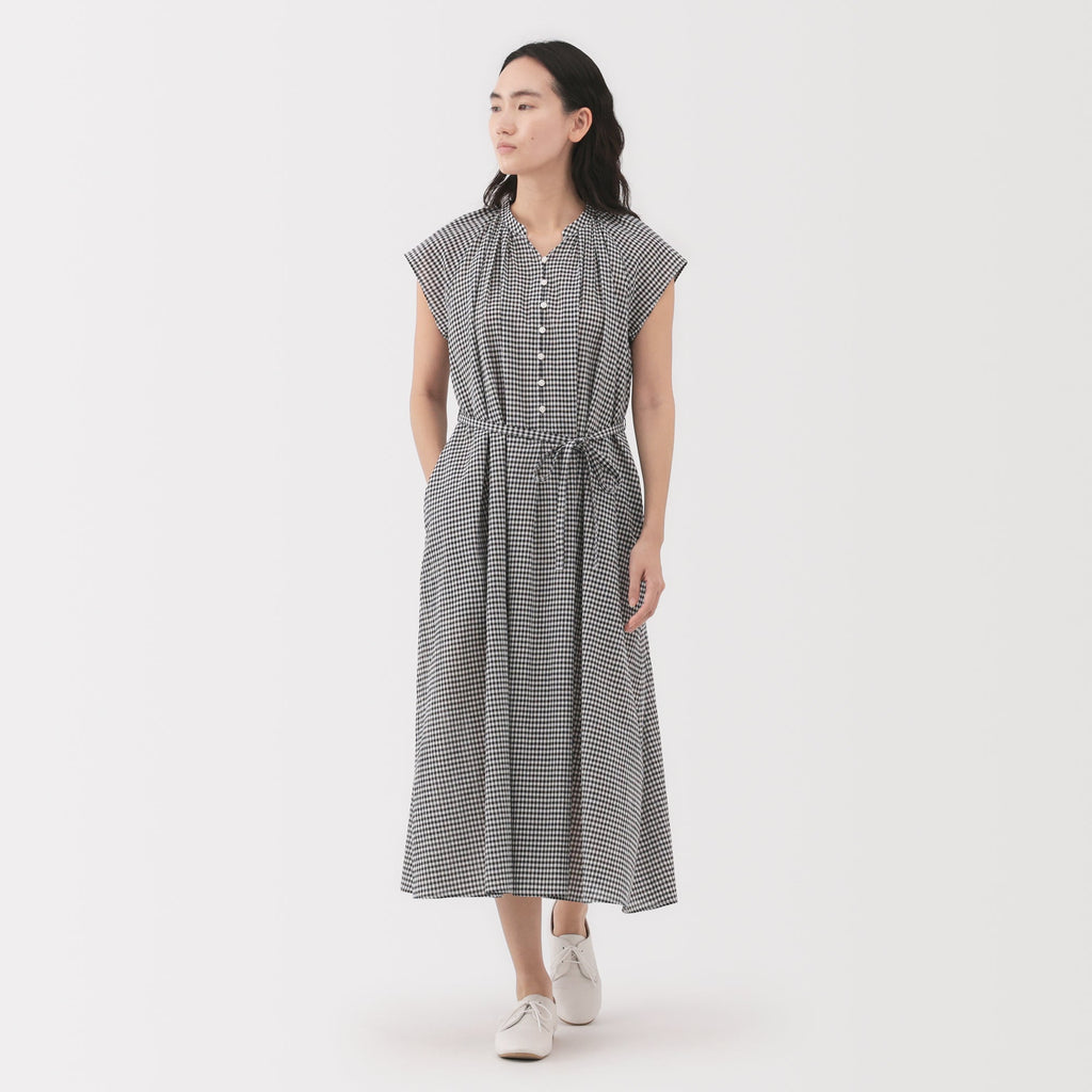 Women's High Twisted Veil French Sleeve Patterned Dress