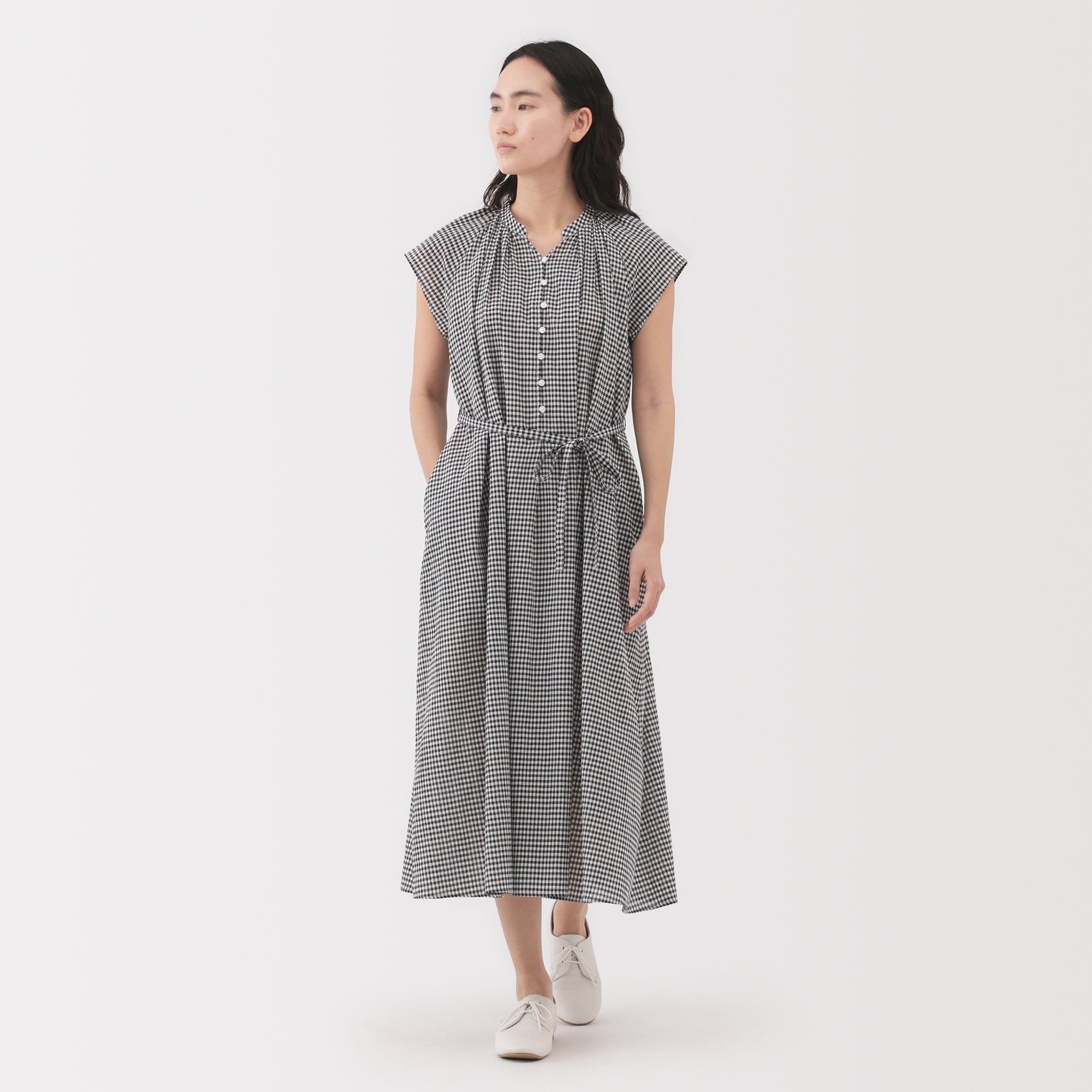 Women's High Twisted Veil French Sleeve Patterned Dress