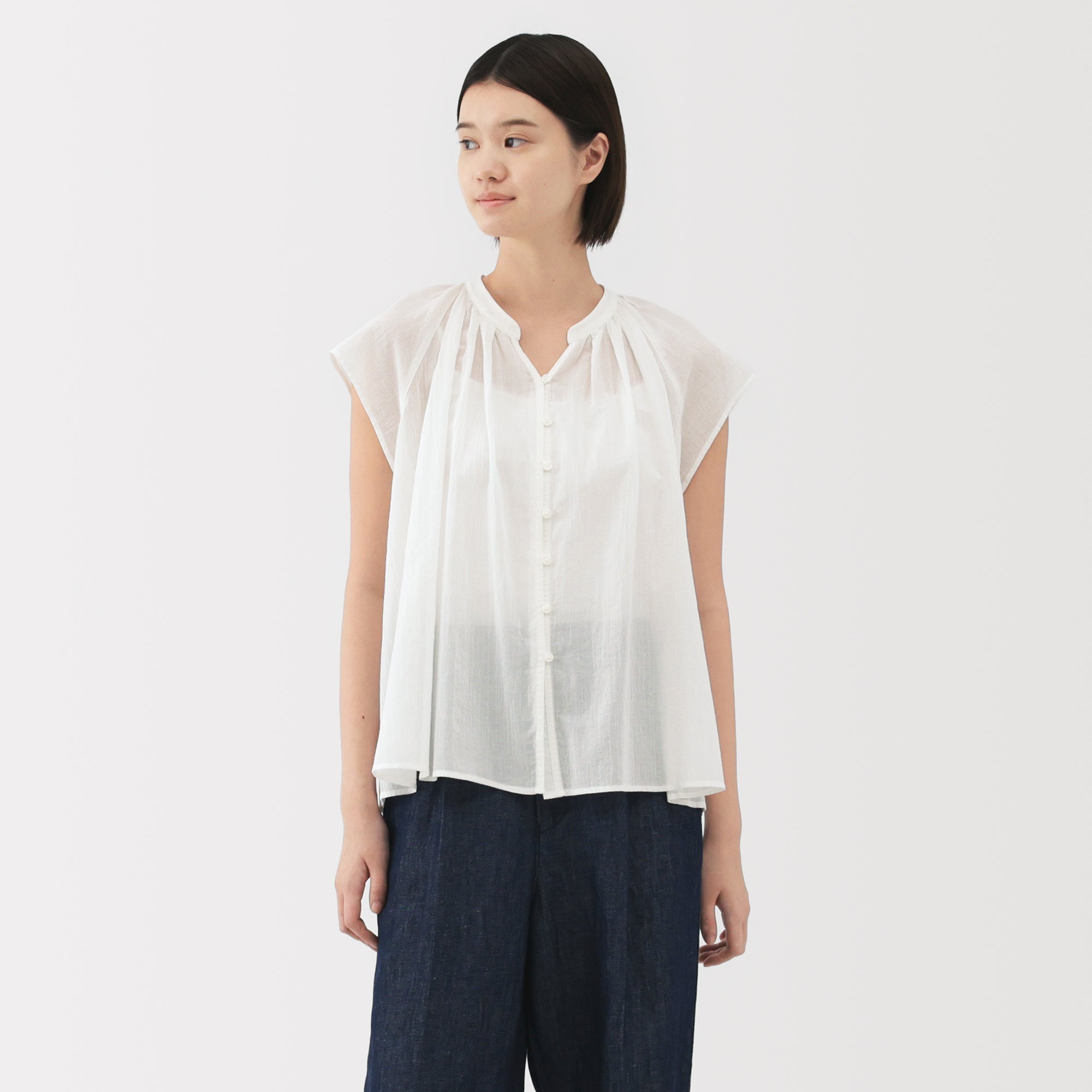 Women's High Twisted Veil French Sleeve Blouse
