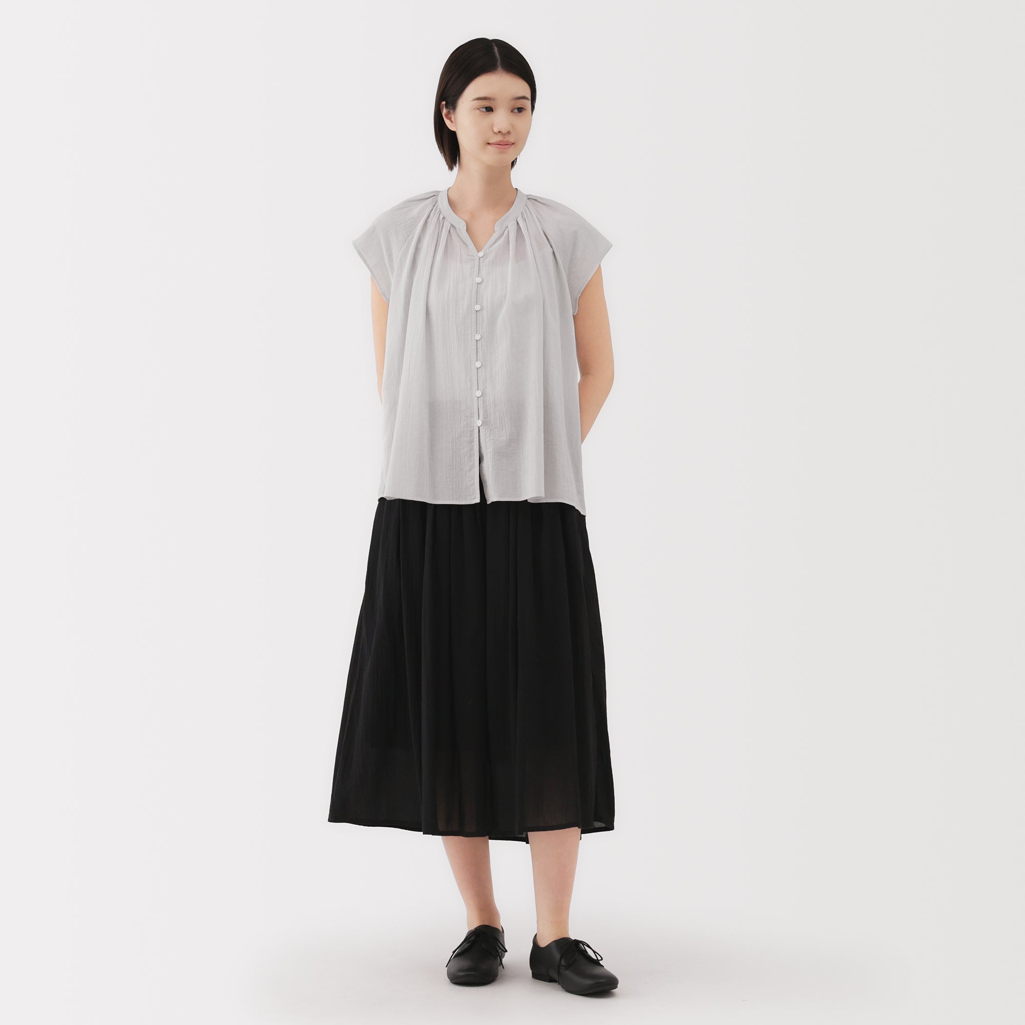 Women's High Twisted Veil French Sleeve Blouse