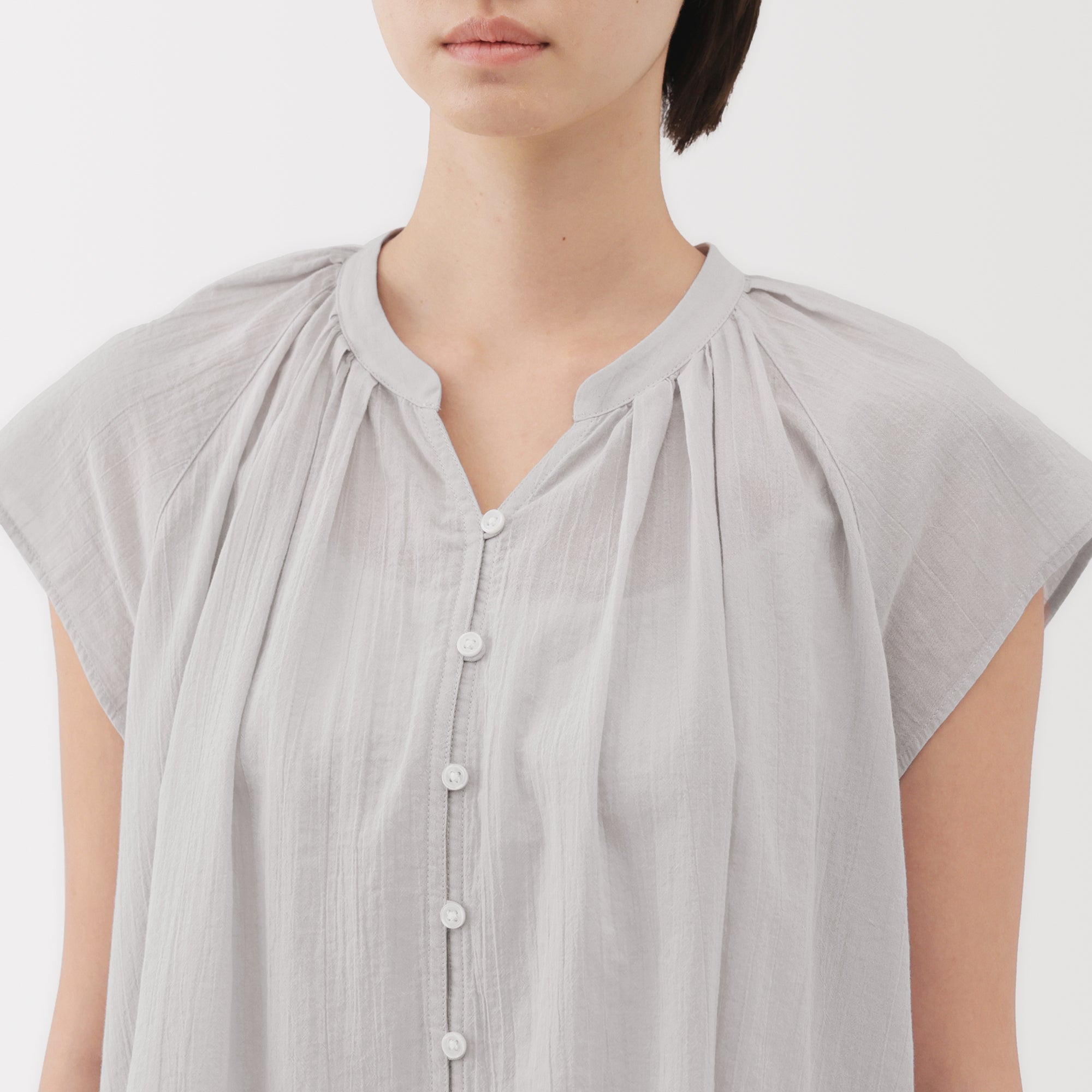 Women's High Twisted Veil French Sleeve Blouse