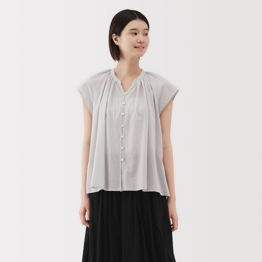 Women's High Twisted Veil French Sleeve Blouse