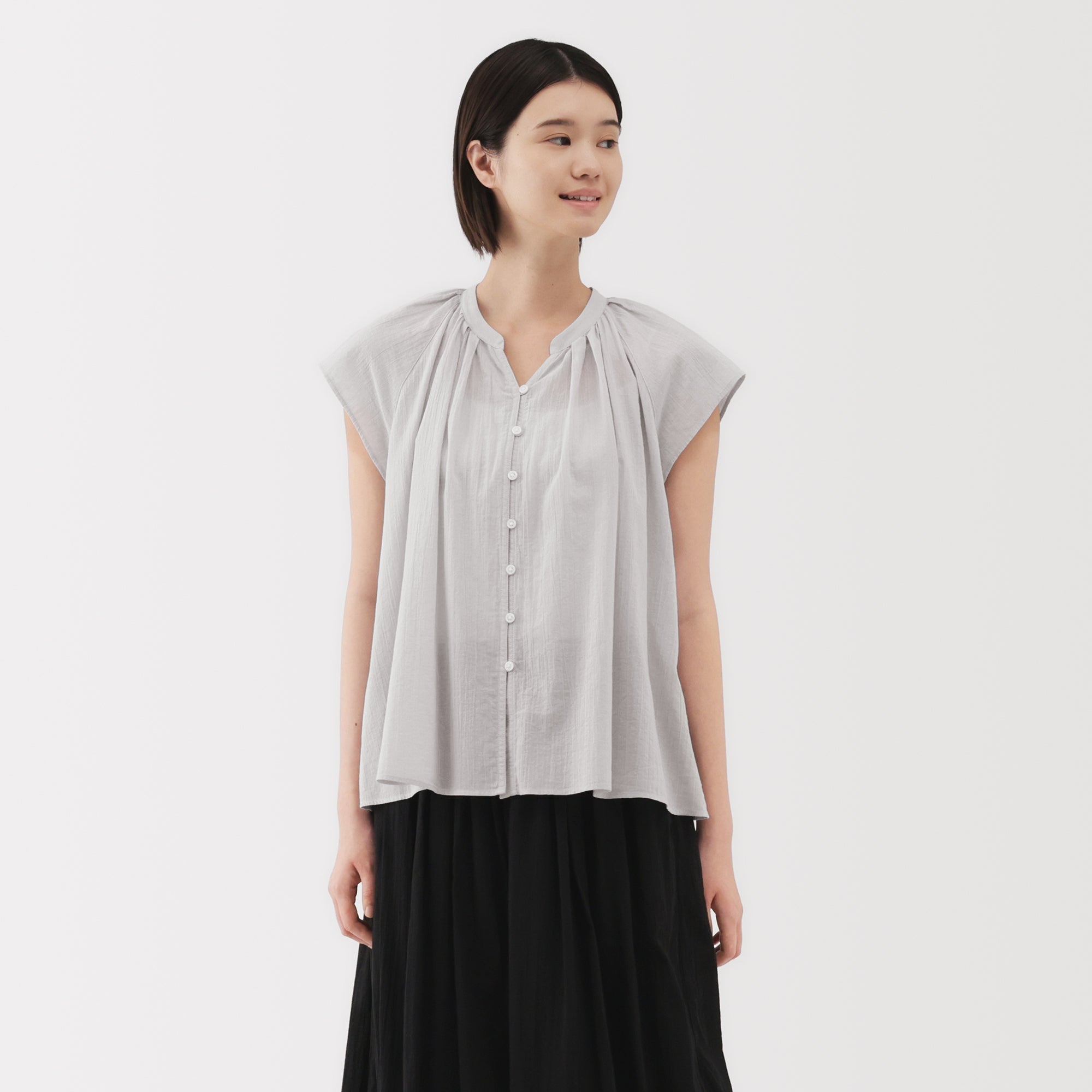 Women's High Twisted Veil French Sleeve Blouse