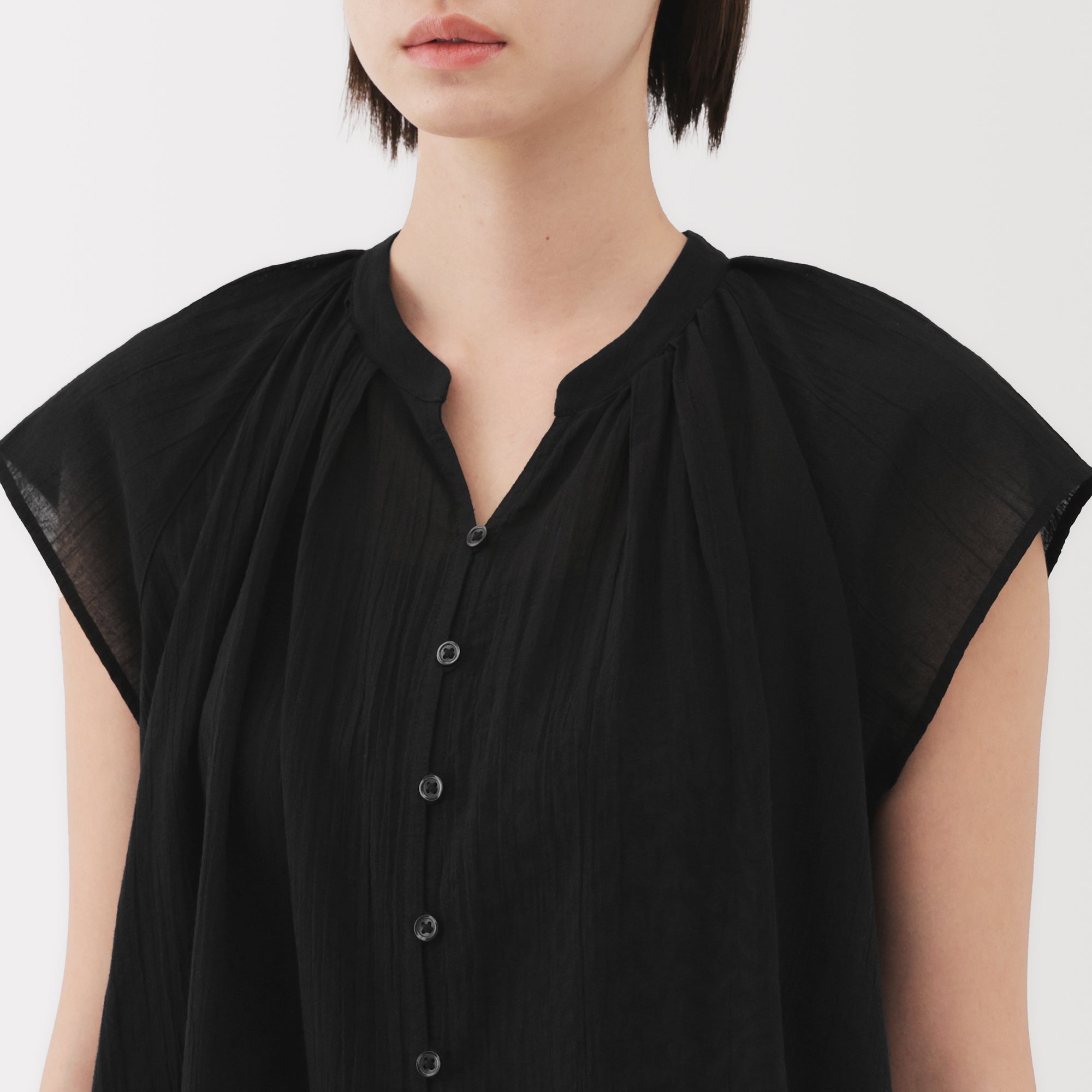 Women's High Twisted Veil French Sleeve Blouse