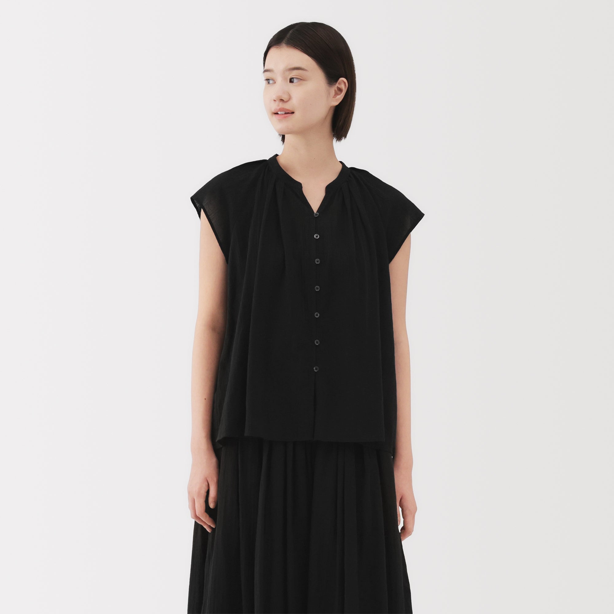 Women's High Twisted Veil French Sleeve Blouse