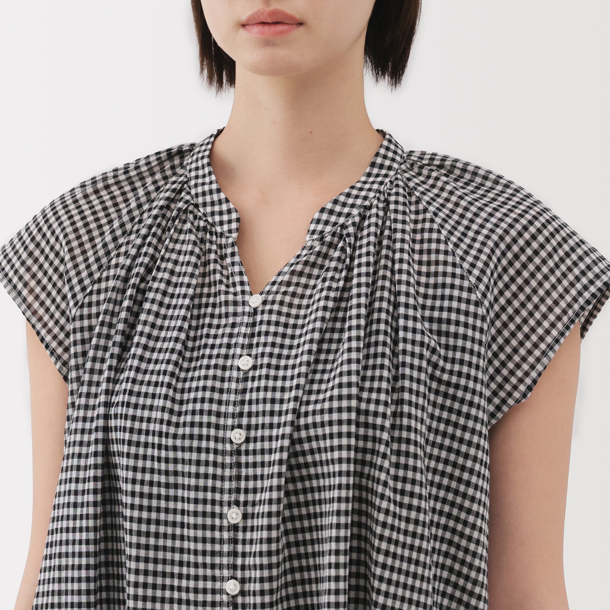 Women's High Twisted Veil French Sleeve Blouse