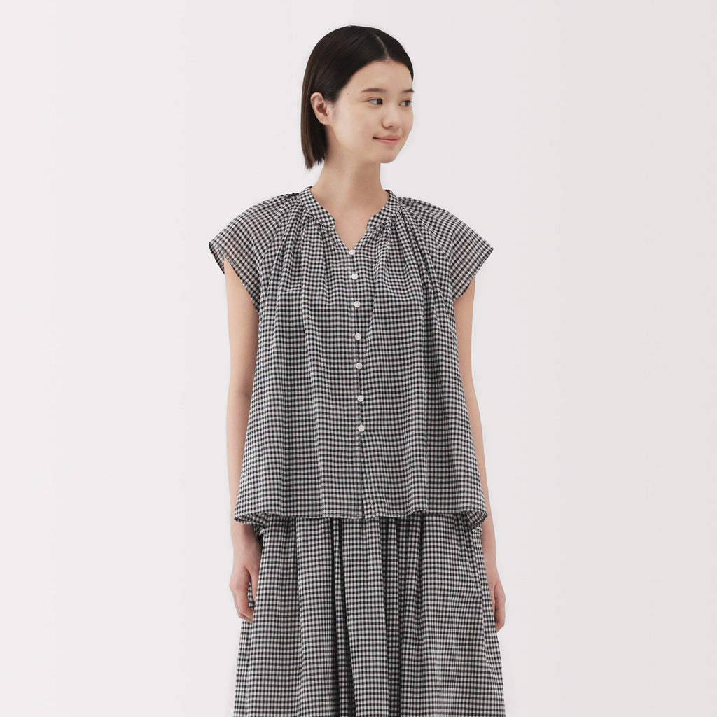 Women's High Twisted Veil French Sleeve Blouse
