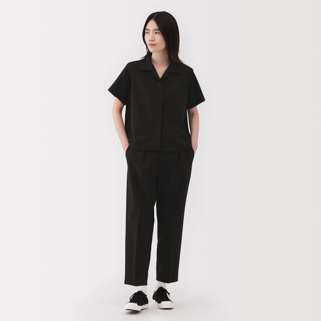 Women's Breathable Seersucker Open Collar Shirt