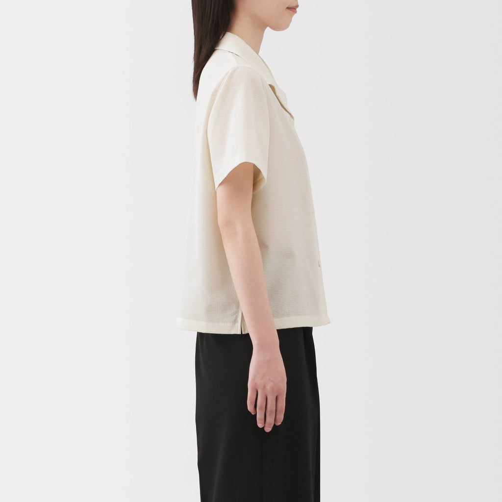 Women's Breathable Seersucker Open Collar Shirt