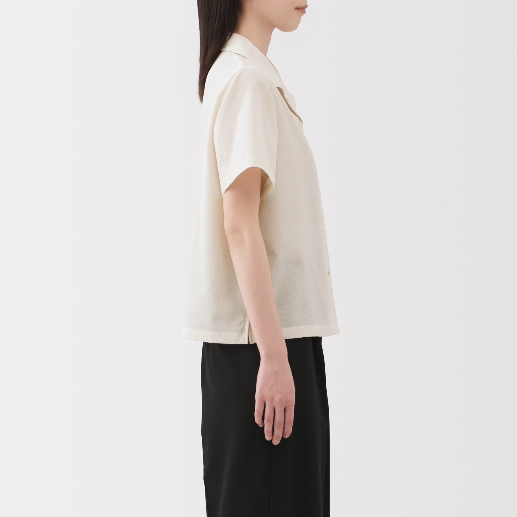 Women's Breathable Seersucker Open Collar Shirt