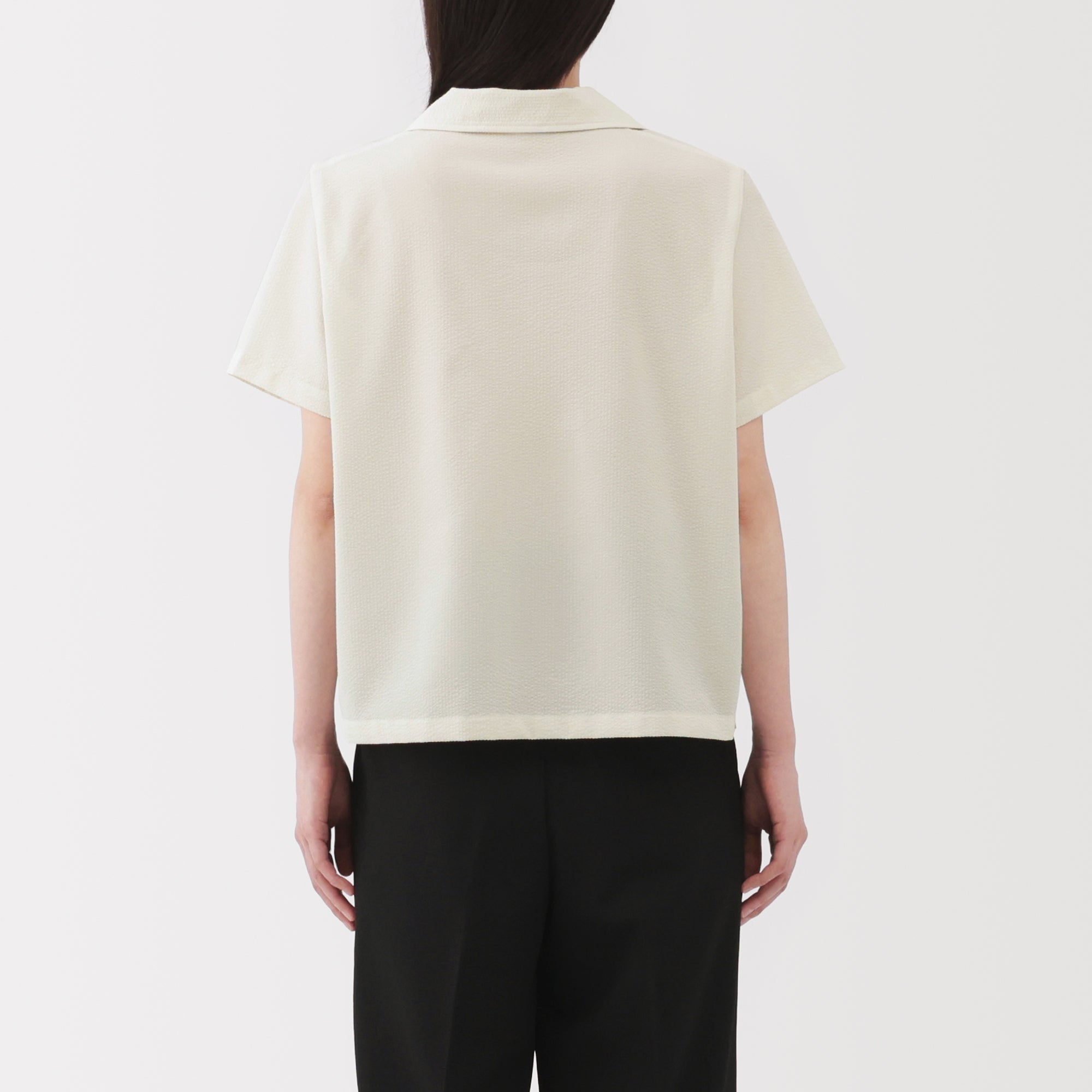 Women's Breathable Seersucker Open Collar Shirt