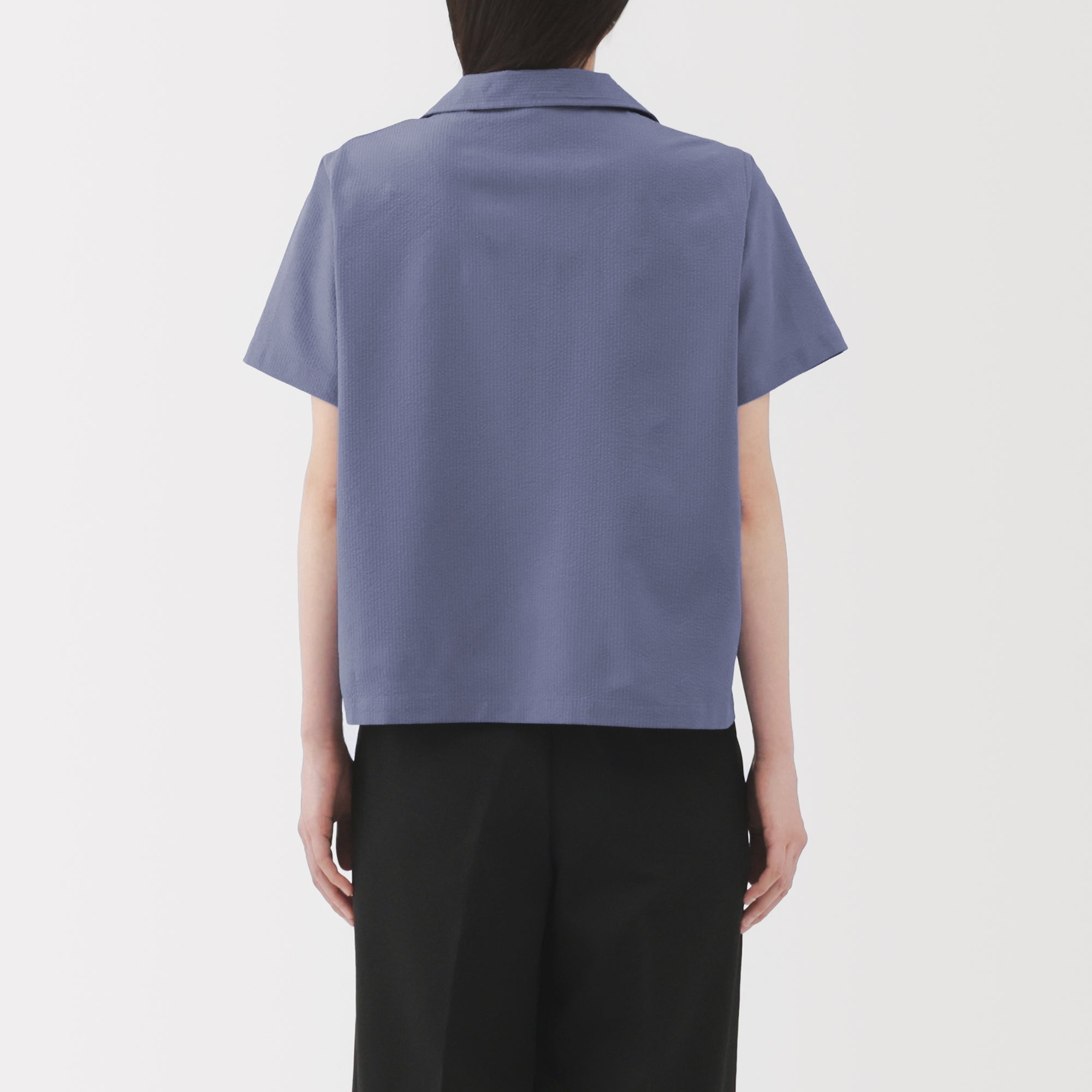 Women's Breathable Seersucker Open Collar Shirt