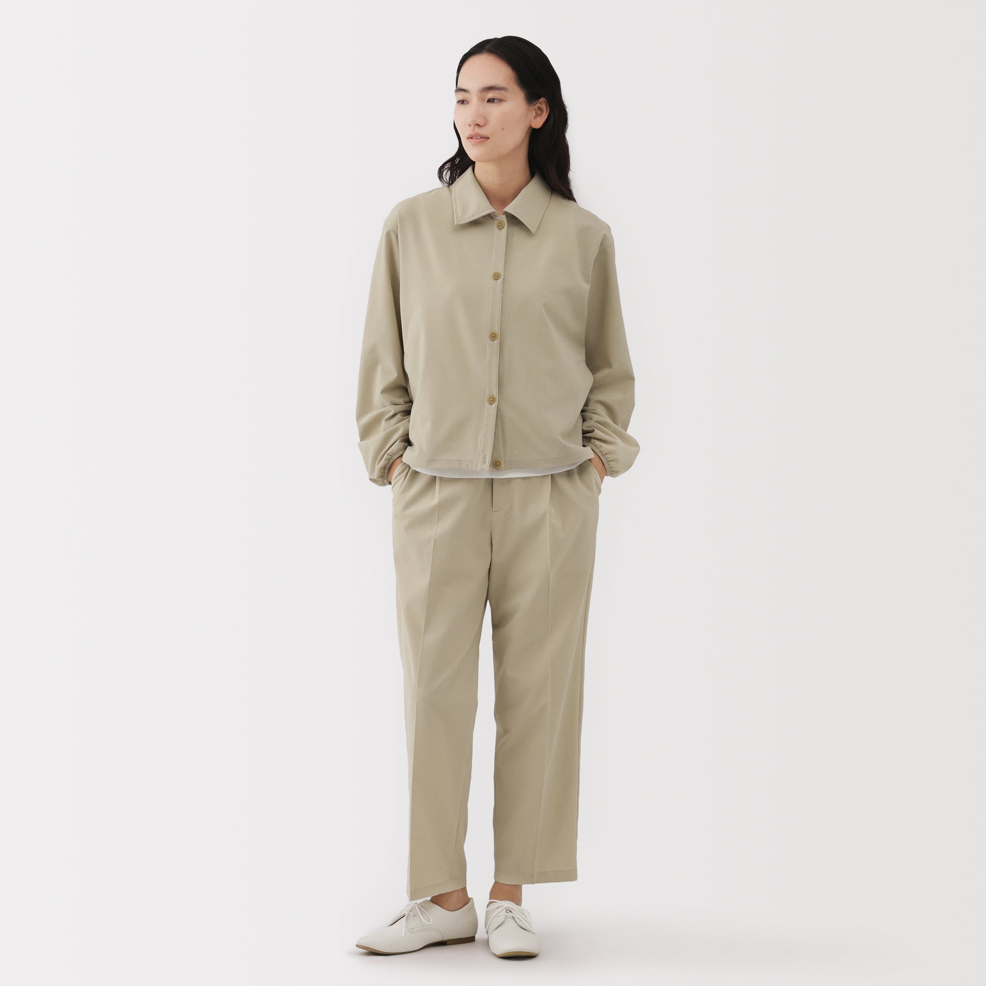 Women's Breathable Seersucker Shirt Jacket