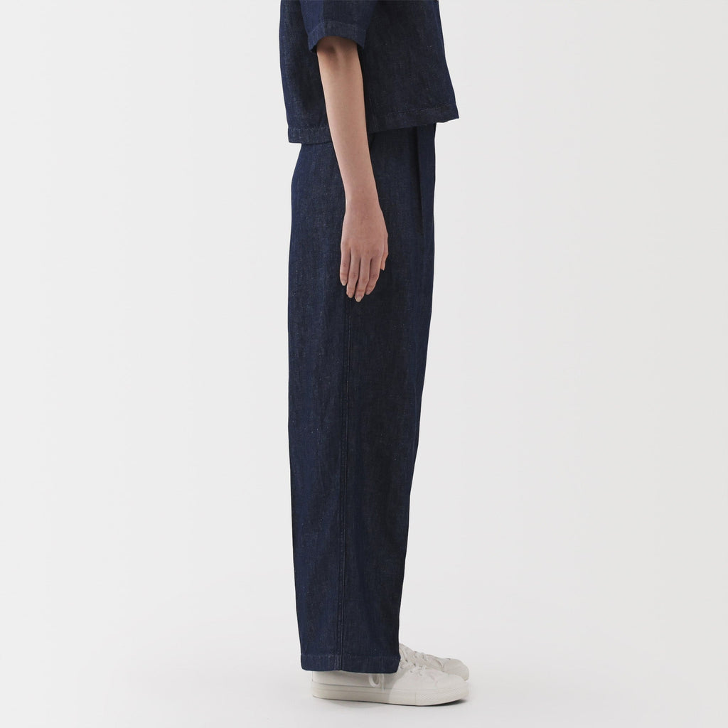 Women's Hemp Blend Denim Darted Wide Pants