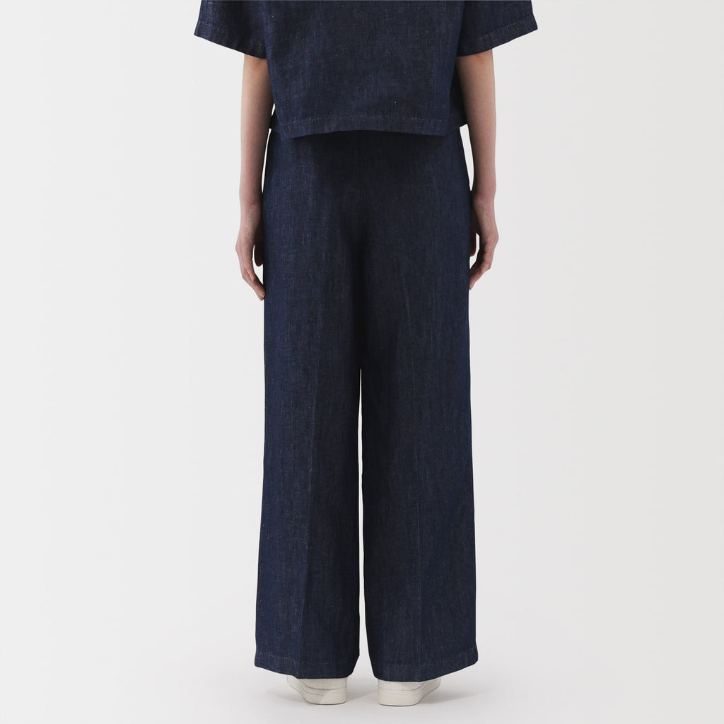 Women's Hemp Blend Denim Darted Wide Pants