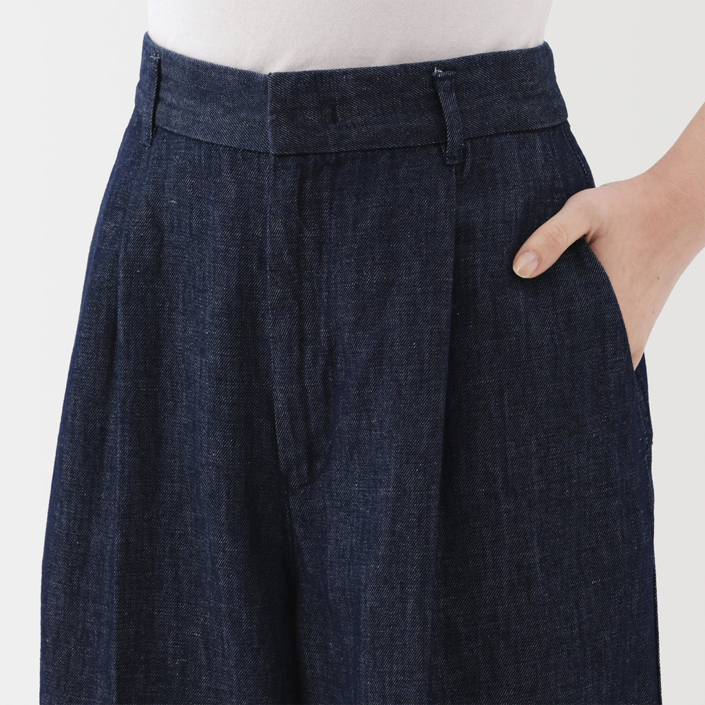 Women's Hemp Blend Denim Darted Wide Pants