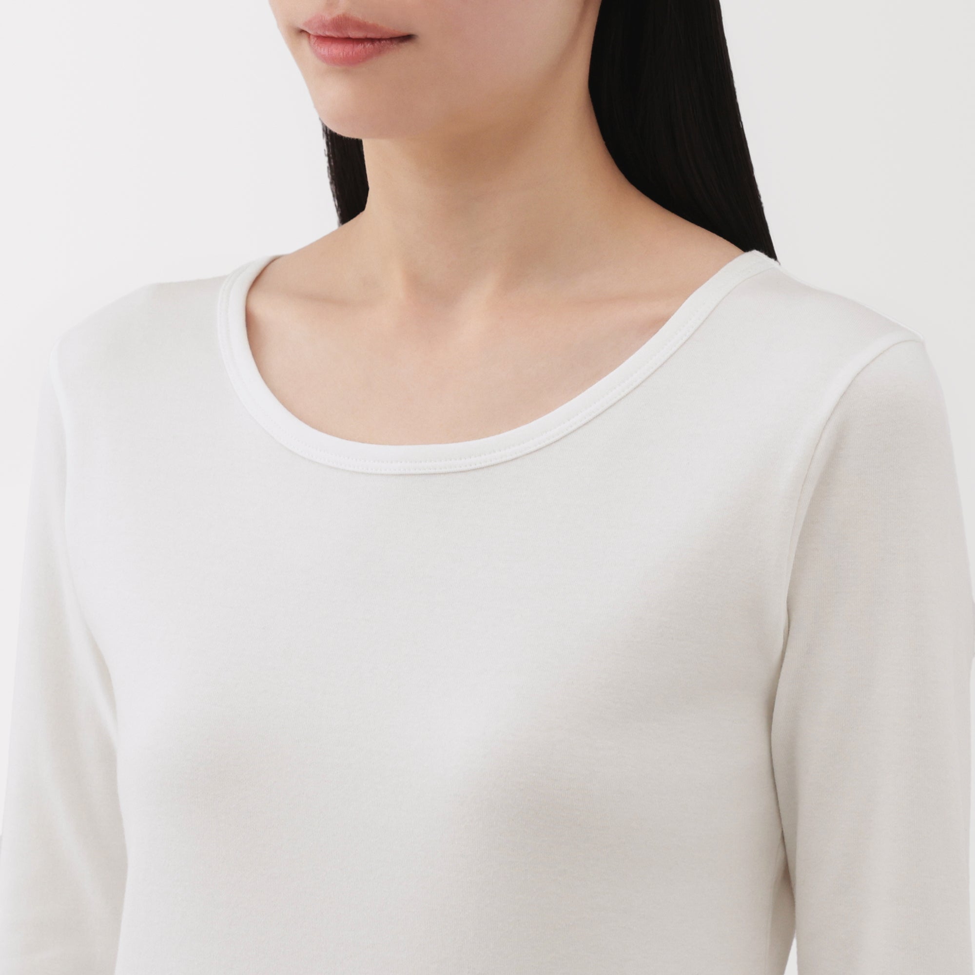 Women's Stretch Ribbed Crew Neck Long Sleeve T-Shirt