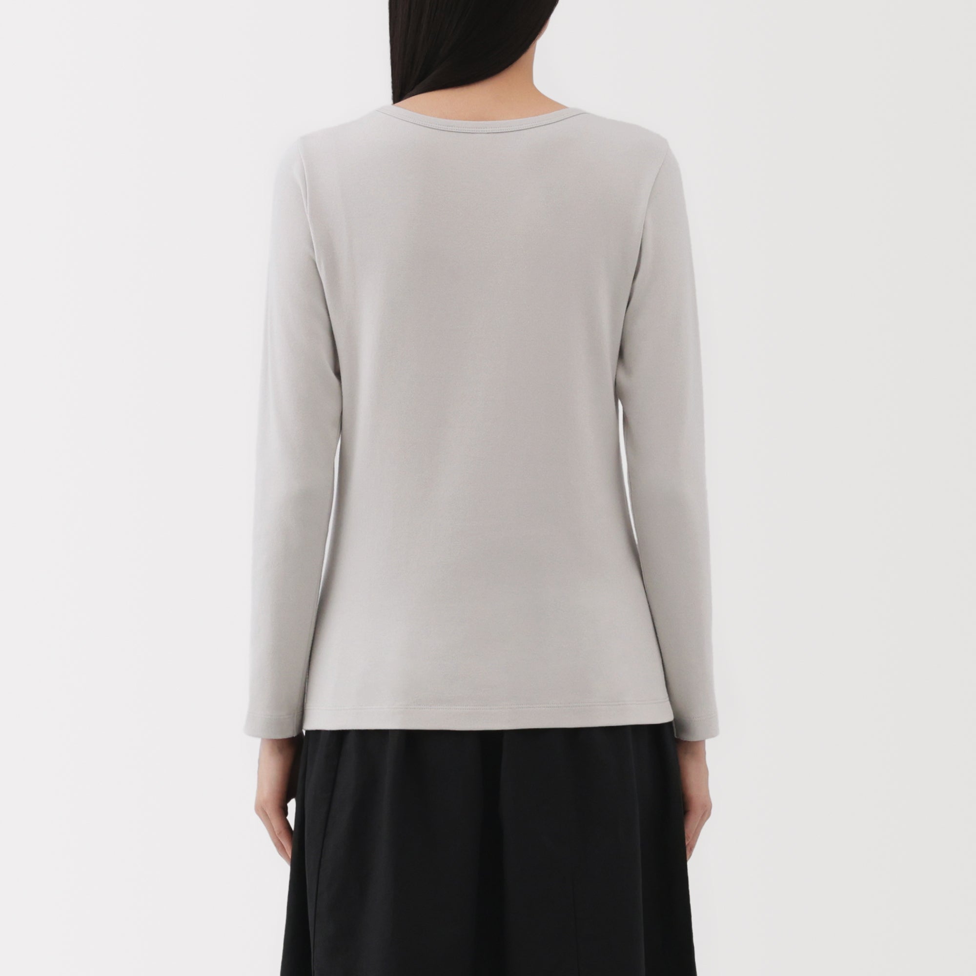 Women's Stretch Ribbed Crew Neck Long Sleeve T-Shirt