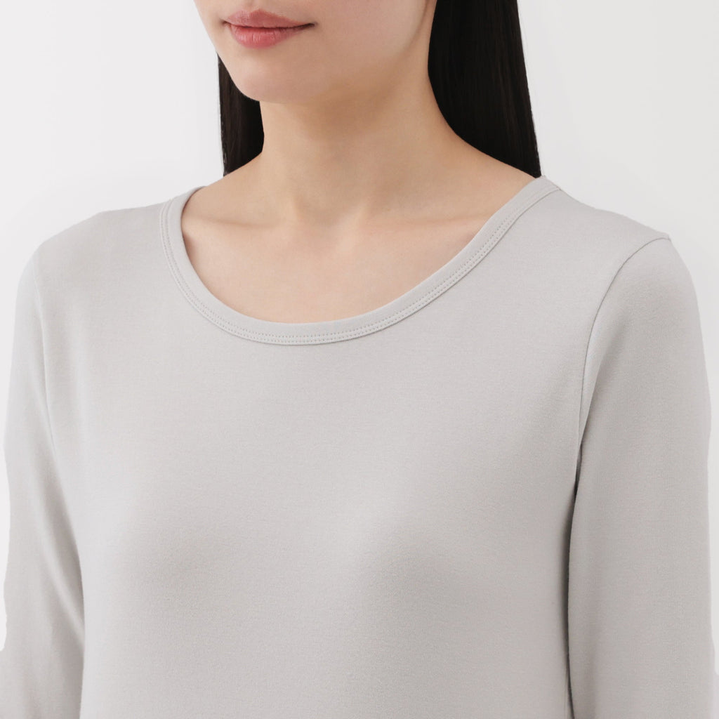 Women's Stretch Ribbed Crew Neck Long Sleeve T-Shirt