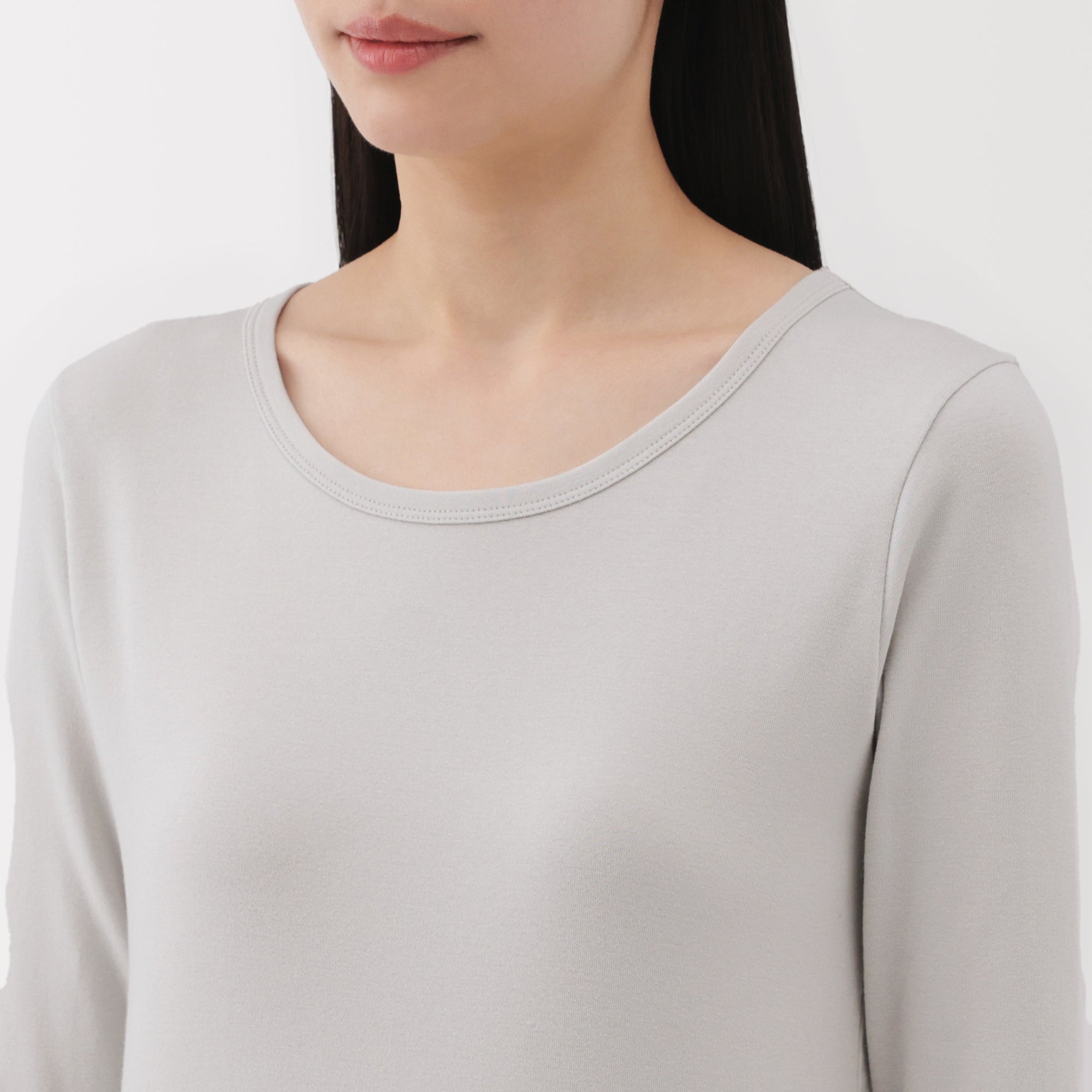Women's Stretch Ribbed Crew Neck Long Sleeve T-Shirt