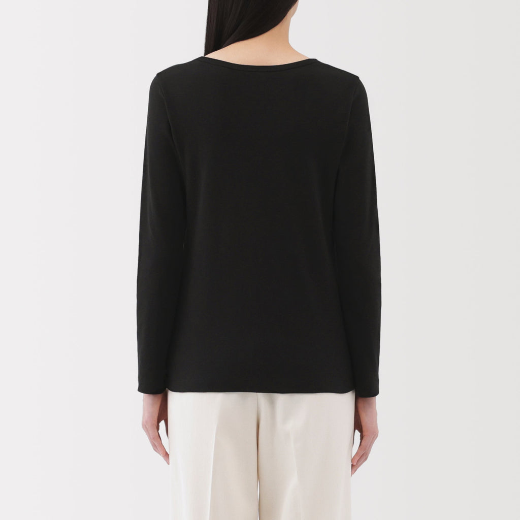 Women's Stretch Ribbed Crew Neck Long Sleeve T-Shirt
