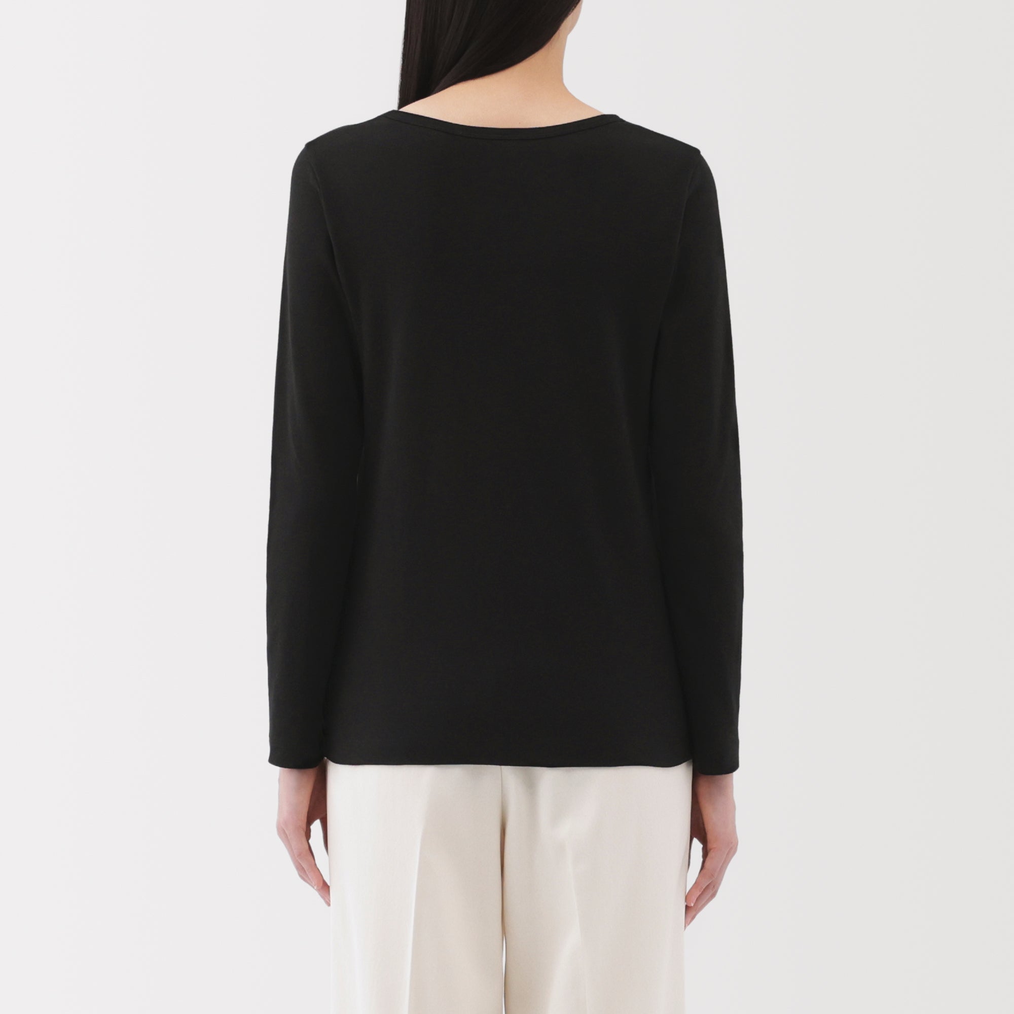 Women's Stretch Ribbed Crew Neck Long Sleeve T-Shirt