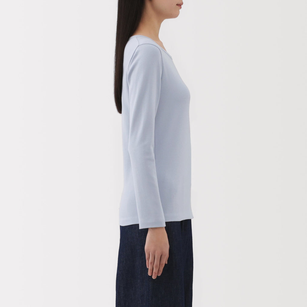 Women's Stretch Ribbed Crew Neck Long Sleeve T-Shirt