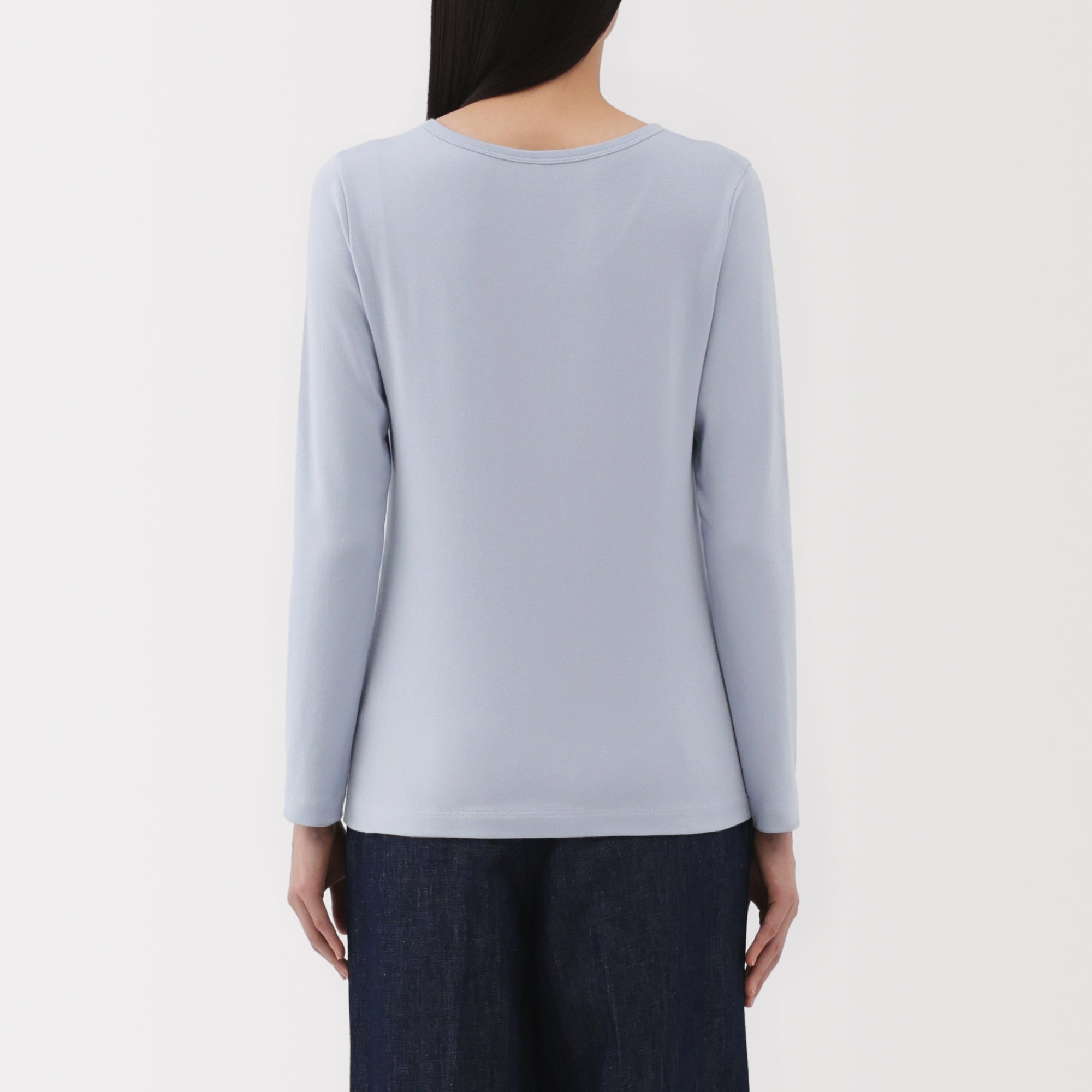 Women's Stretch Ribbed Crew Neck Long Sleeve T-Shirt