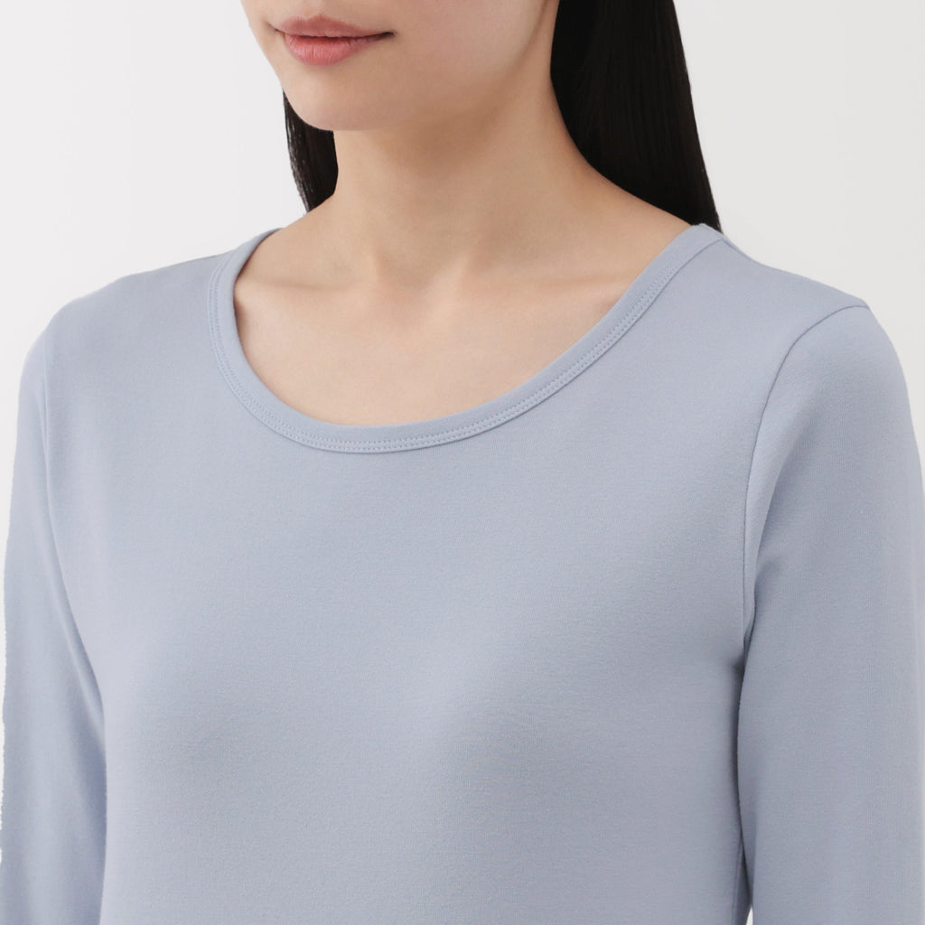 Women's Stretch Ribbed Crew Neck Long Sleeve T-Shirt
