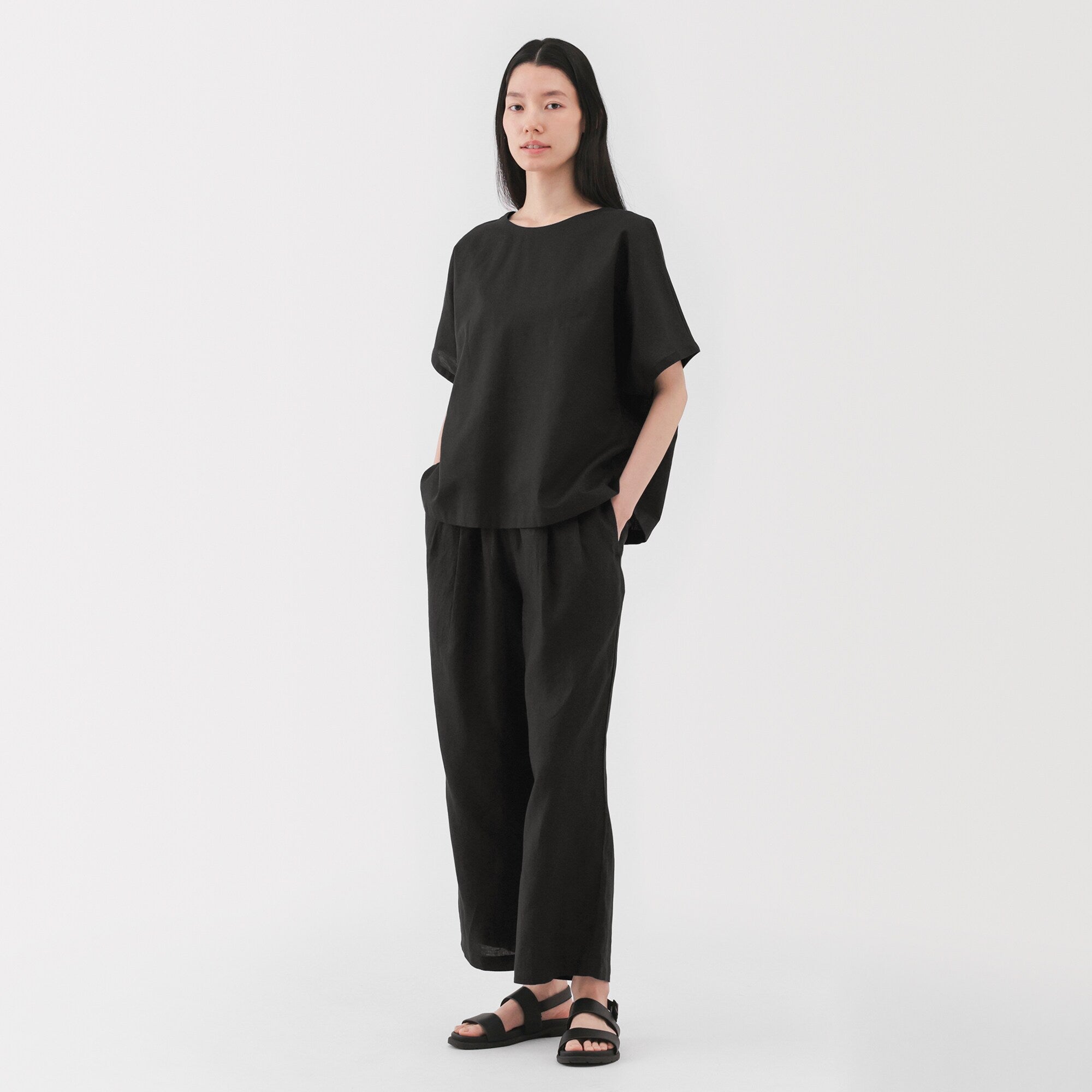 Women's Washed Linen Easy Wide Pants