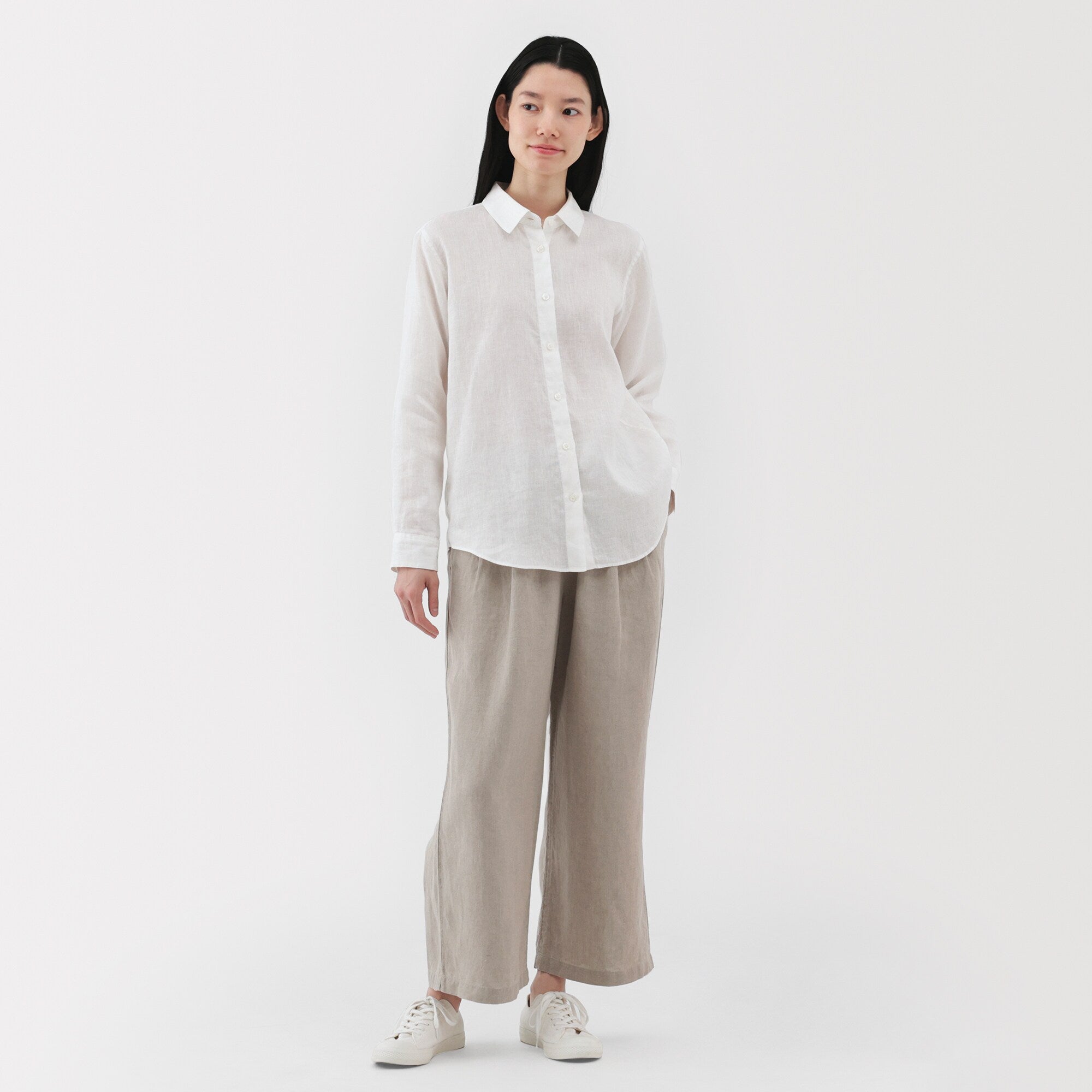Women's Washed Linen Easy Wide Pants