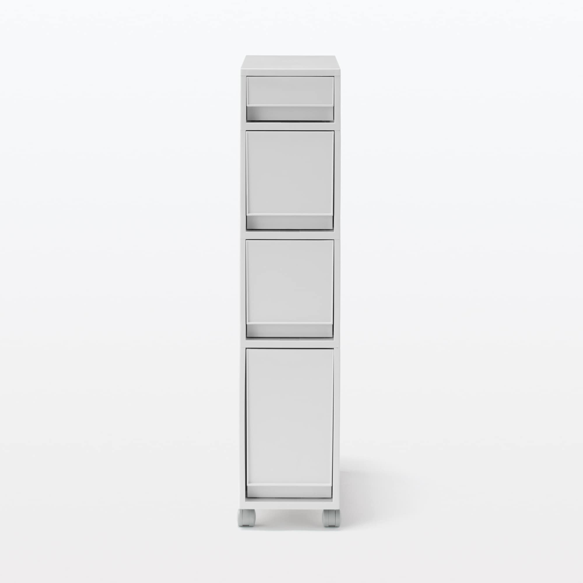 Polypropylene Stocker with Caster #2 - White Gray 4 Tier