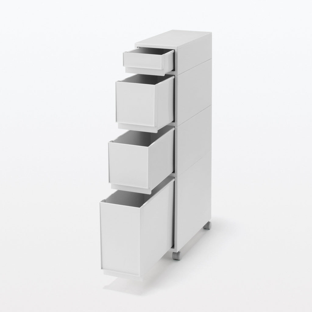 Polypropylene Stocker with Caster #2 - White Gray 4 Tier