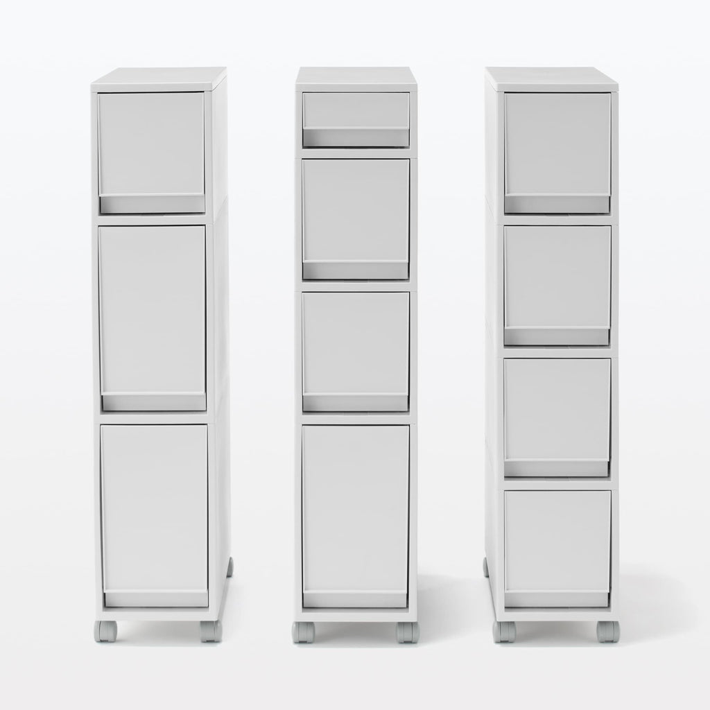 Polypropylene Stocker with Caster #2 - White Gray 4 Tier
