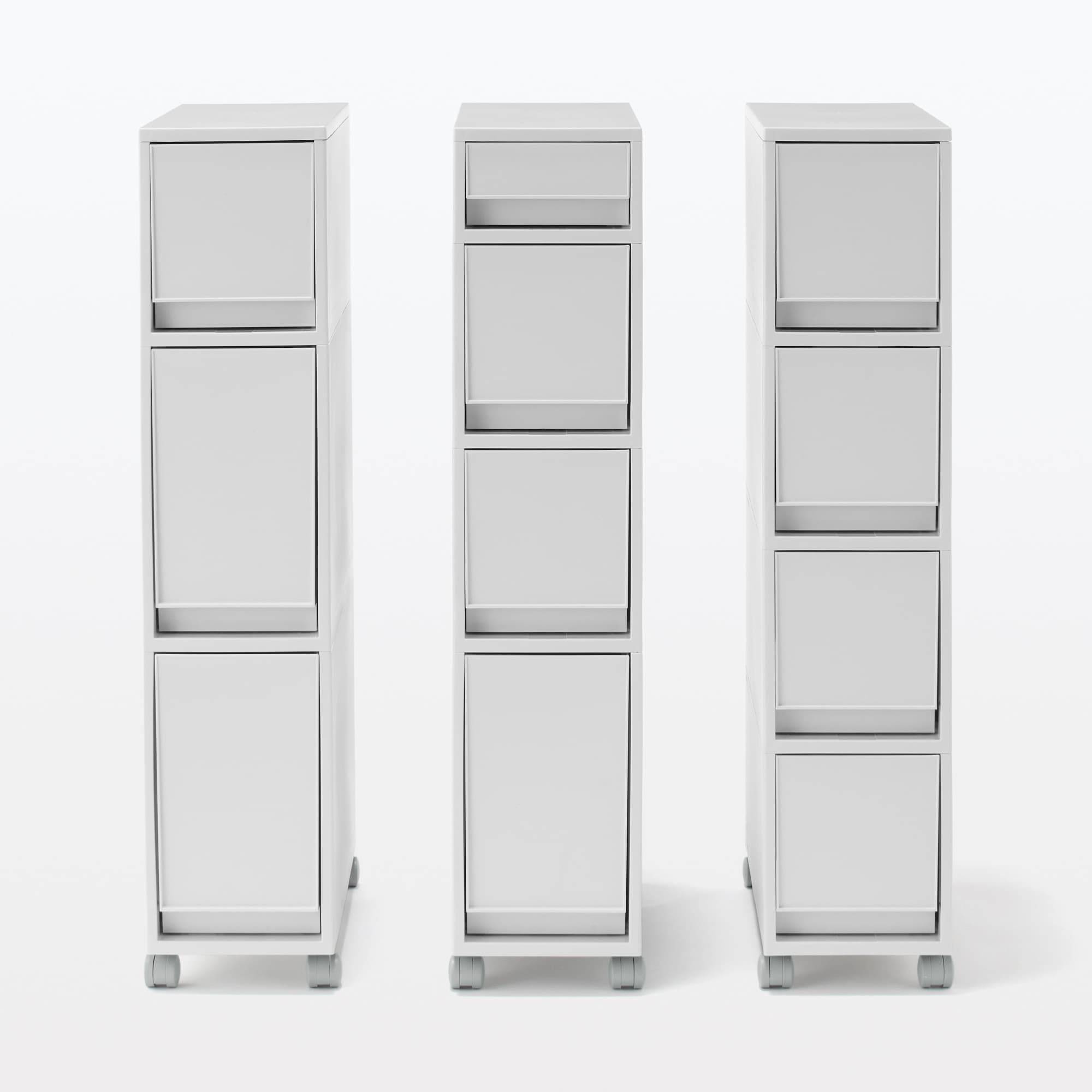 Polypropylene Stocker with Caster #2 - White Gray 4 Tier