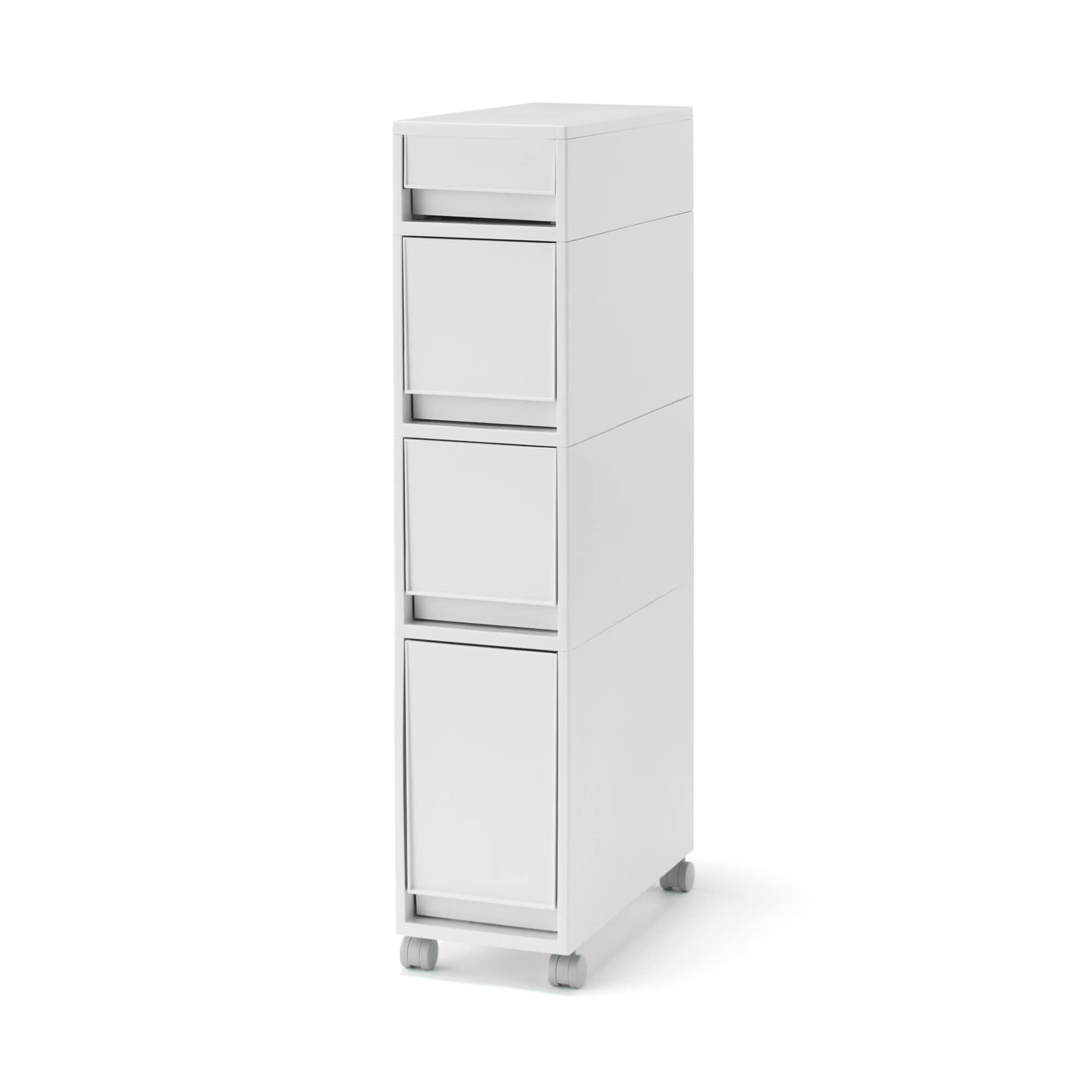Polypropylene Stocker with Caster #2 - White Gray 4 Tier