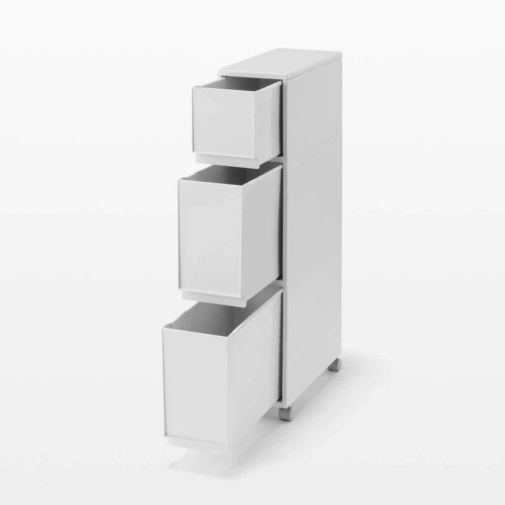 Polypropylene Stocker with Caster #1 - White Gray 3 Tier