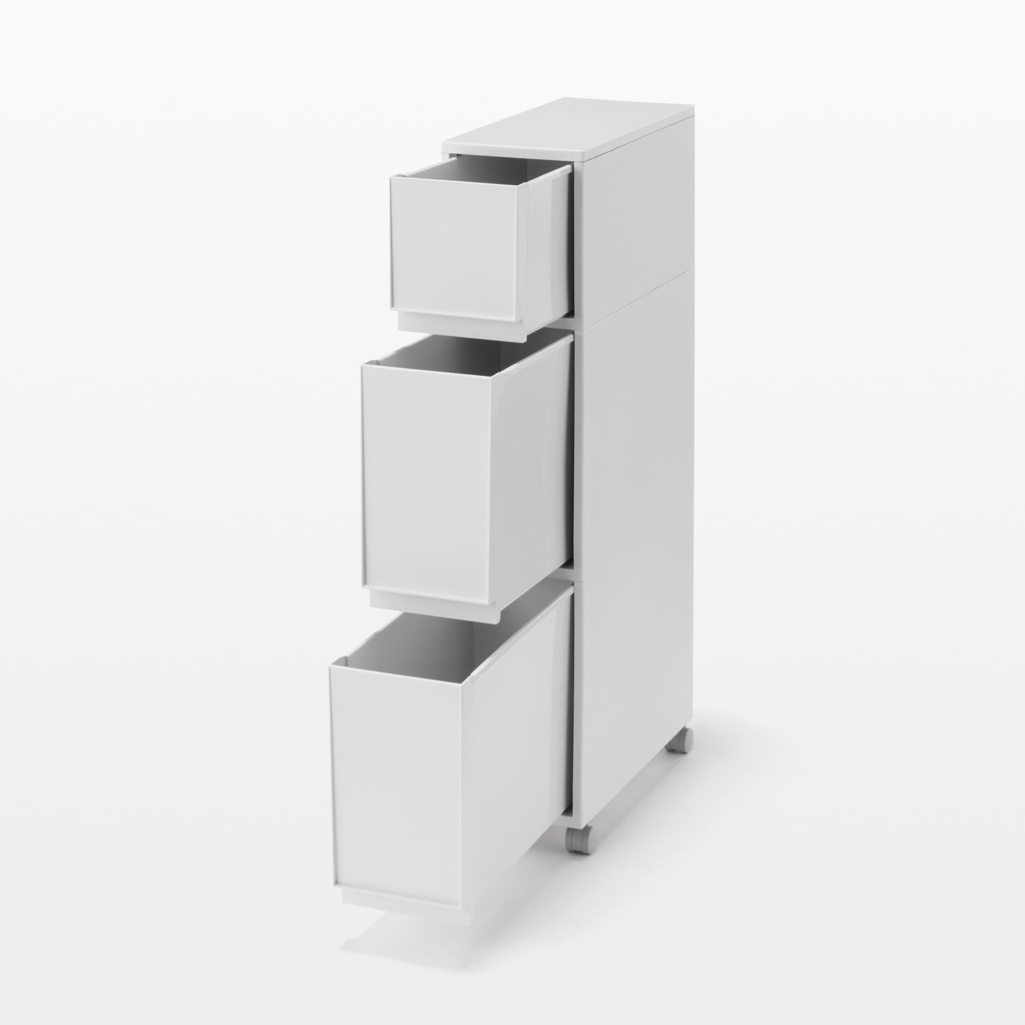 Polypropylene Stocker with Caster #1 - White Gray 3 Tier