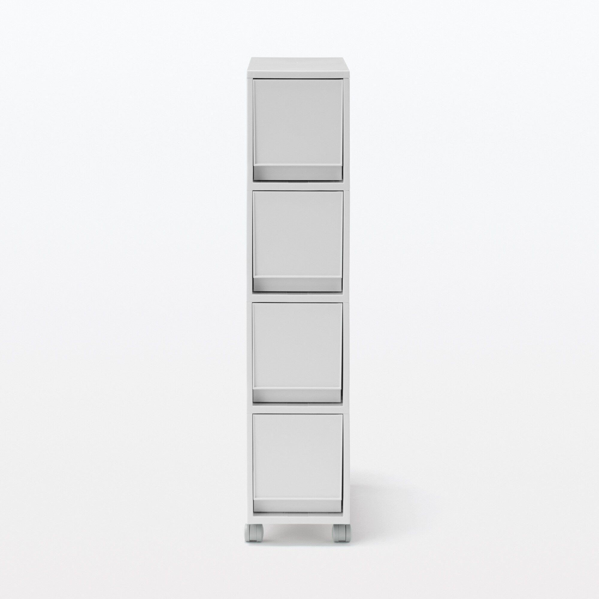 Polypropylene Stocker with Caster - White Gray 4 Tier