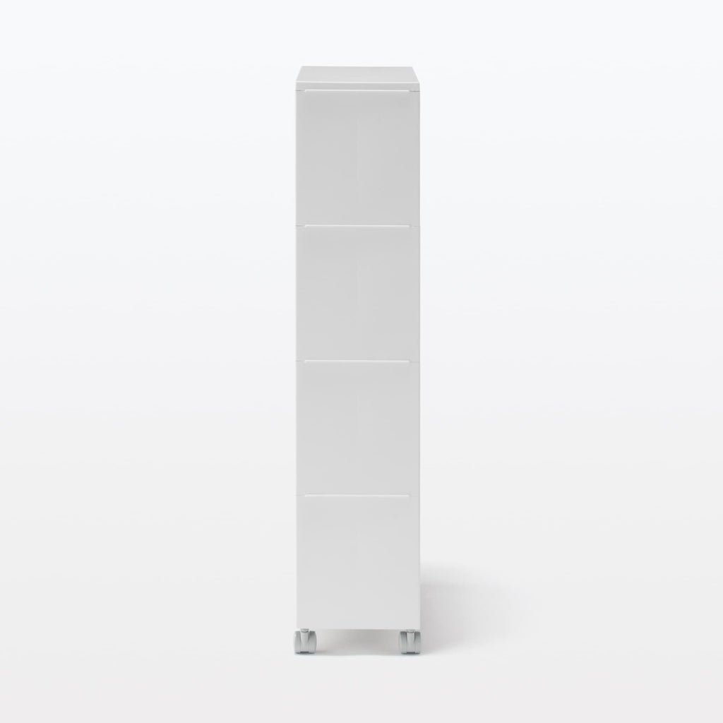 Polypropylene Stocker with Caster - White Gray 4 Tier